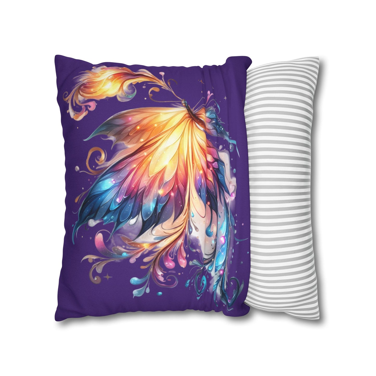 Colorful Fantasy Butterfly Spun Polyester Pillowcase | Vibrant Floral Wings