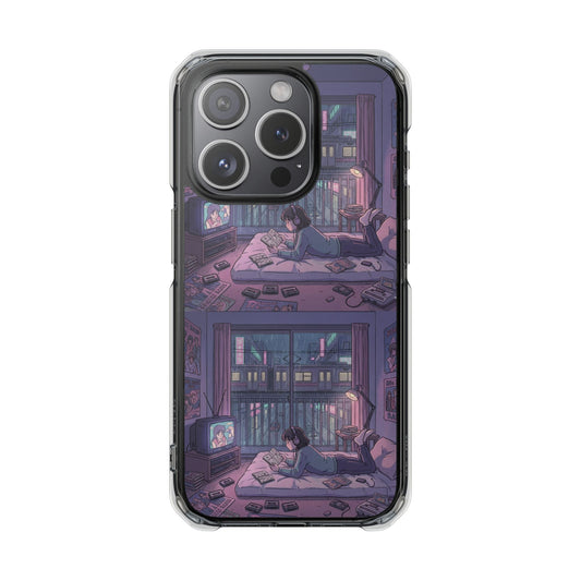 Cozy Nightroom Illustration Phone Case | Magnetic Clear Impact Case