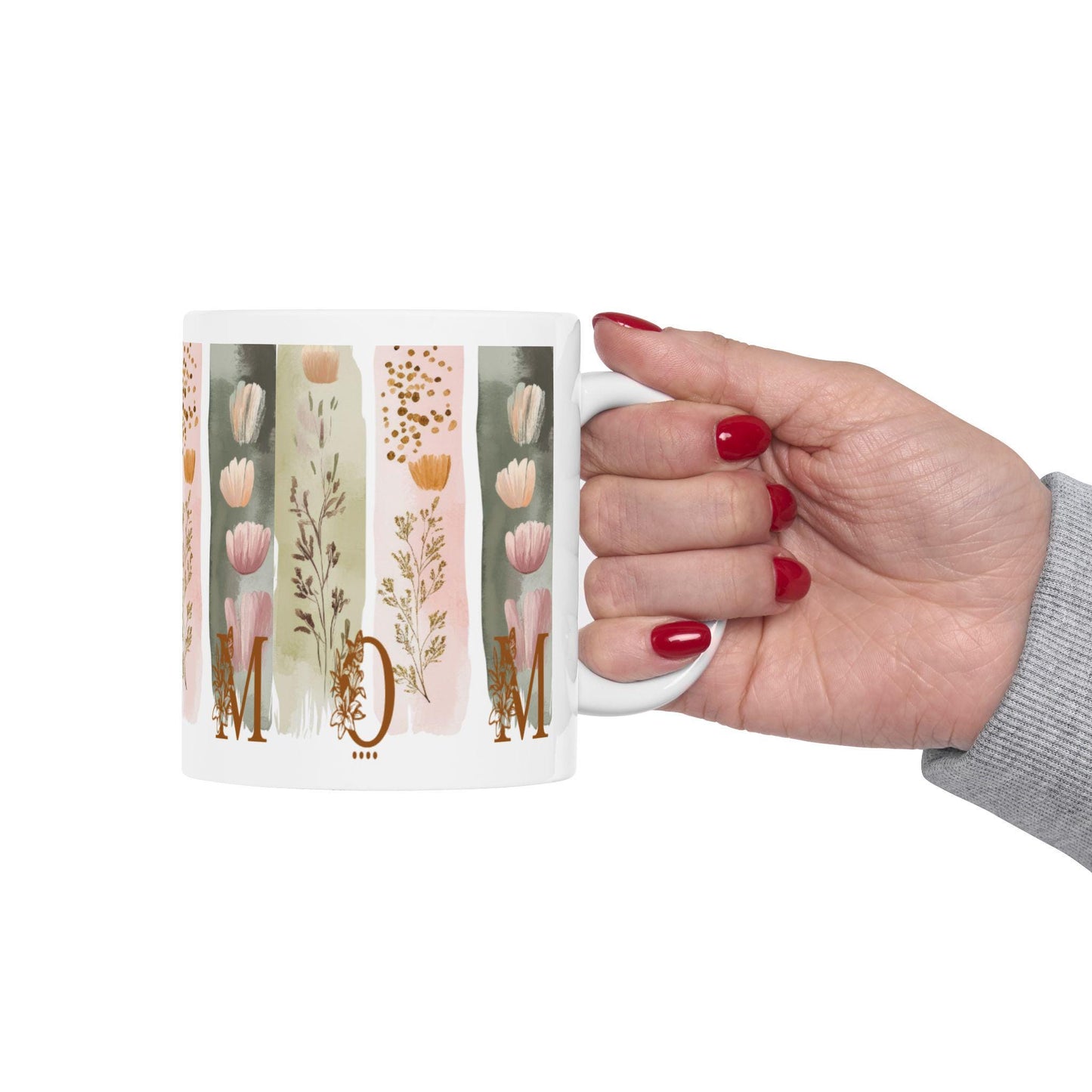 Floral Ceramic Mug for Mom: Personalized Mother's Day Gift, Unique Coffee Cup, Sentimental Present