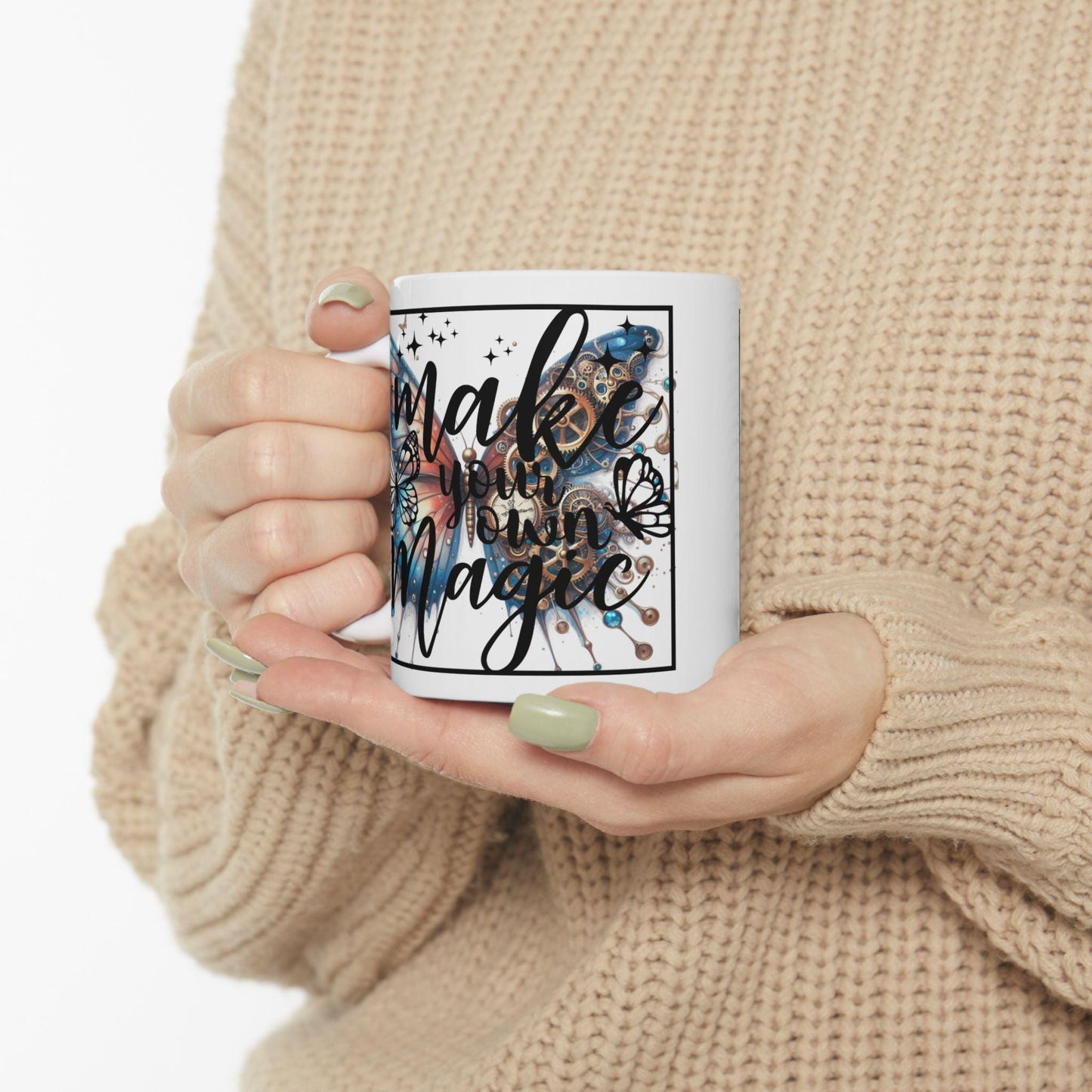 Butterfly Dream Ceramic Mug - Inspirational Coffee Cup, Gifts for Mom, Nature Lover Mug, Unique Home Decor, Butterfly Artwork
