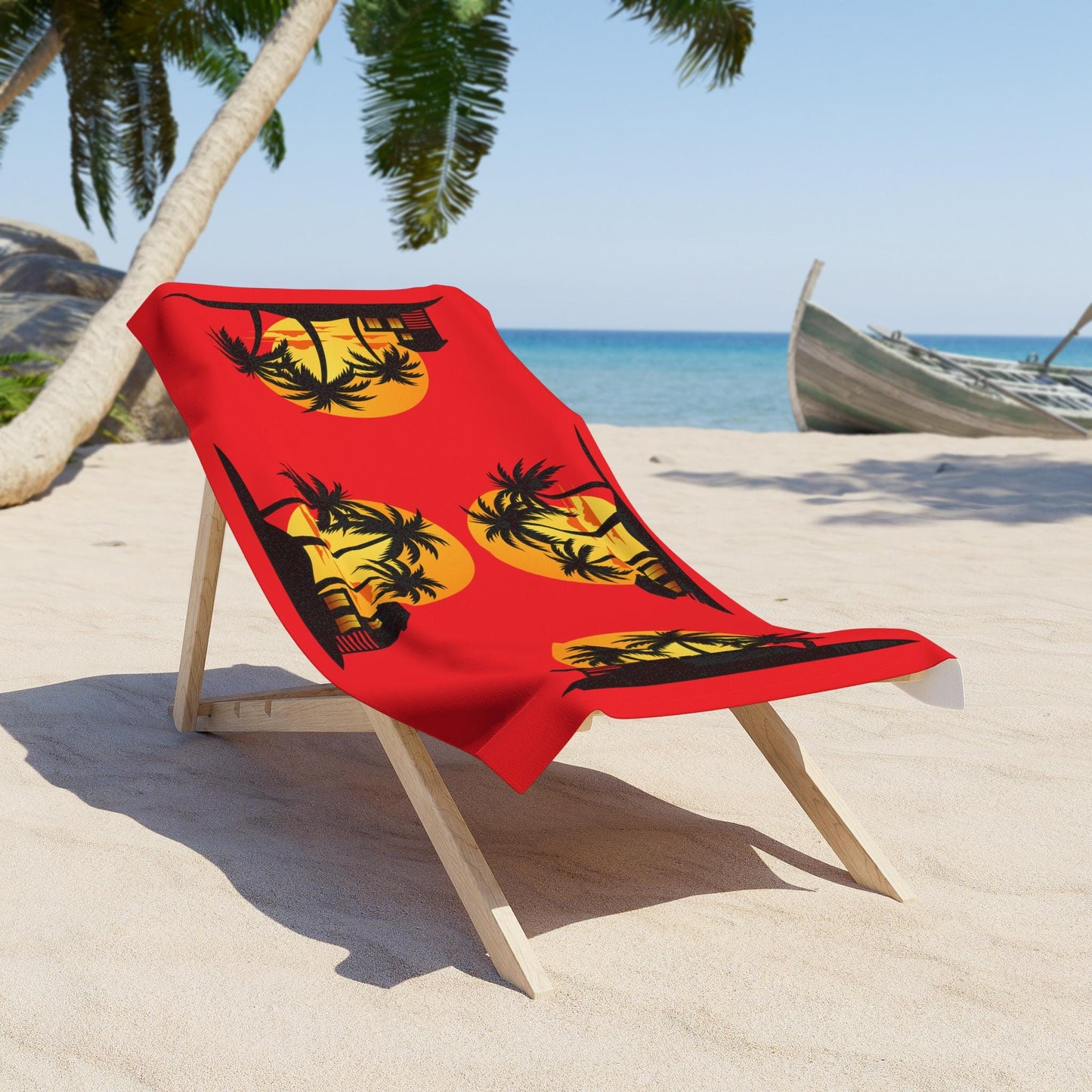 Tropical Sunset Beach Towel, Relaxing Summer Vibes, Perfect for Beach Days, Vacation, Pool Parties, Gift for Beach Lovers