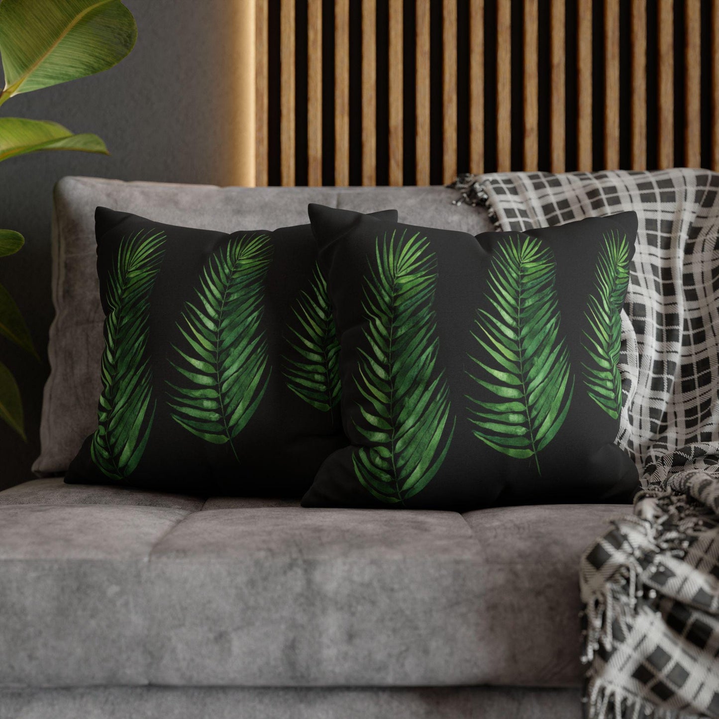 Tropical Leaves Throw Pillow - Boho Home Decor, Botanical Cushion, Nature Inspired Gift, Bedroom Accent, Greenery Pillow