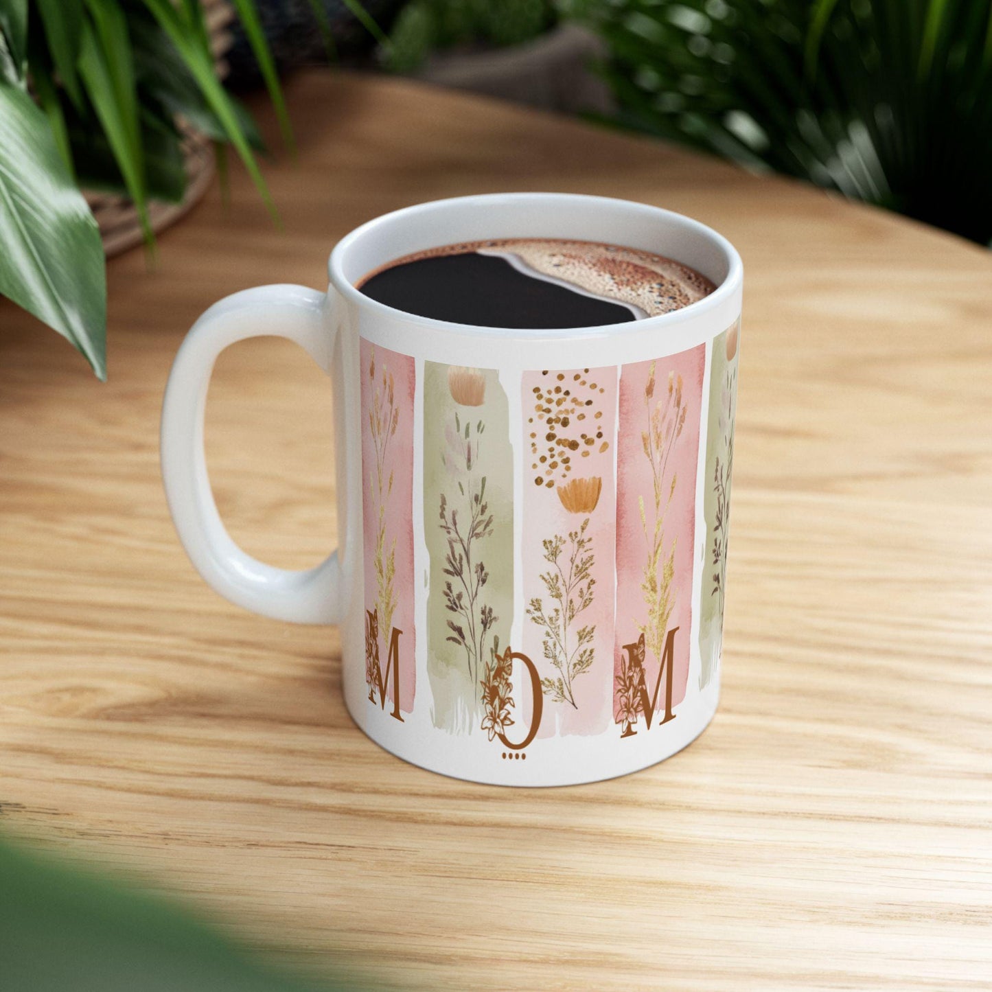 Floral Ceramic Mug for Mom: Personalized Mother's Day Gift, Unique Coffee Cup, Sentimental Present