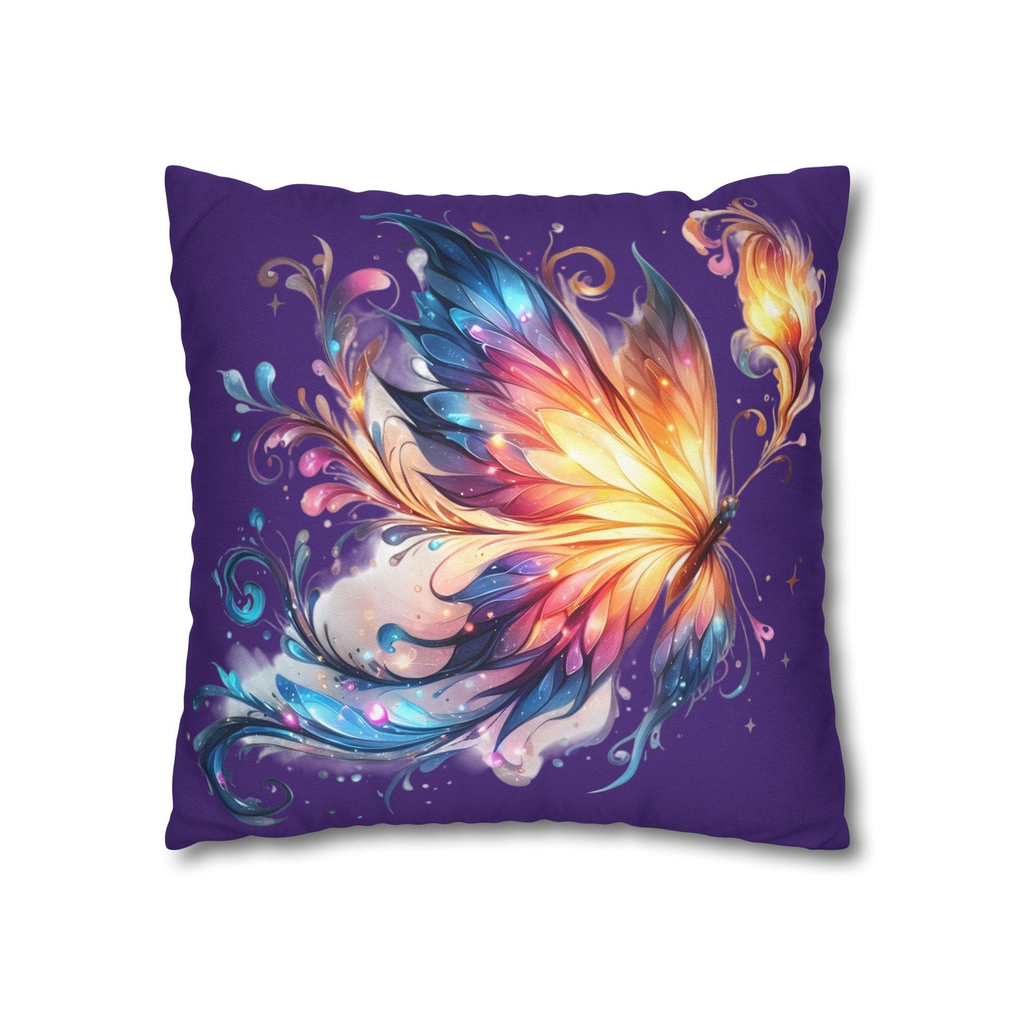 Colorful Fantasy Butterfly Spun Polyester Pillowcase | Vibrant Floral Wings