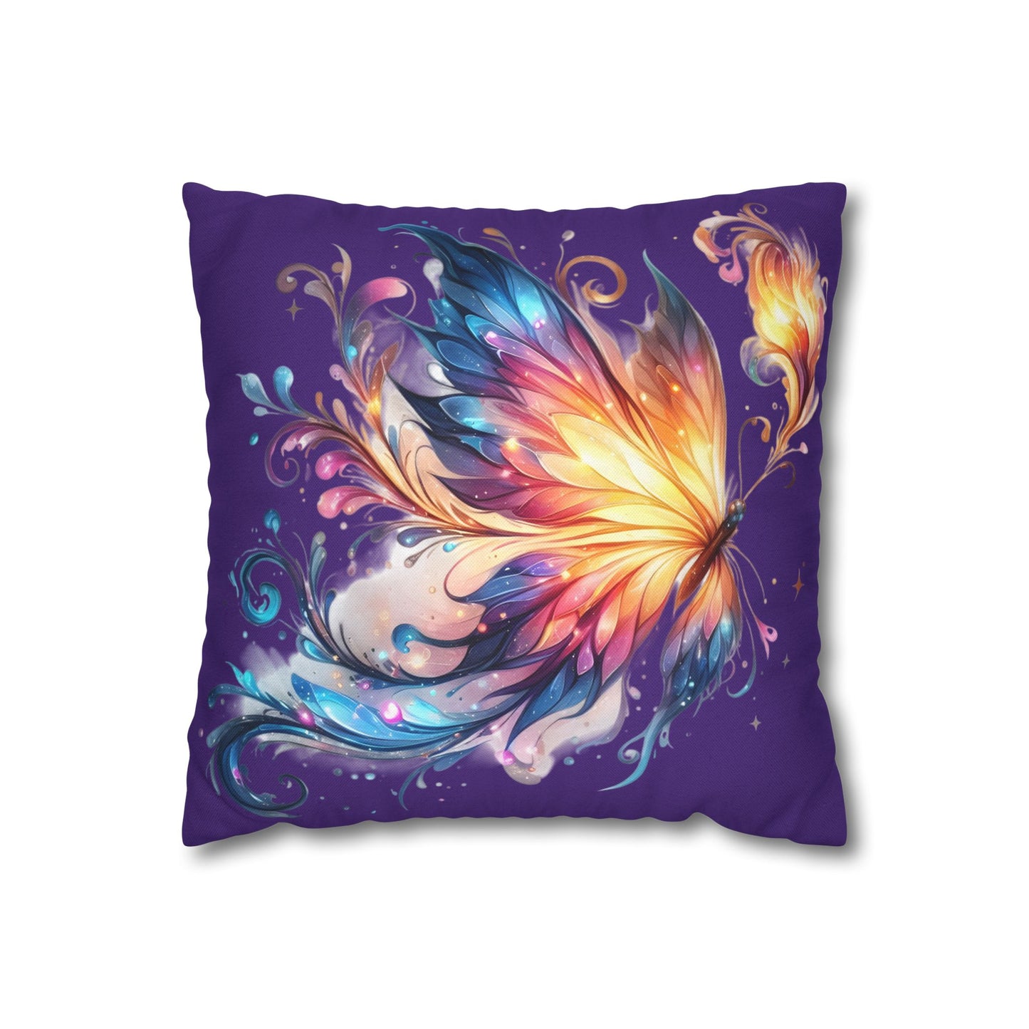 Colorful Fantasy Butterfly Spun Polyester Pillowcase | Vibrant Floral Wings