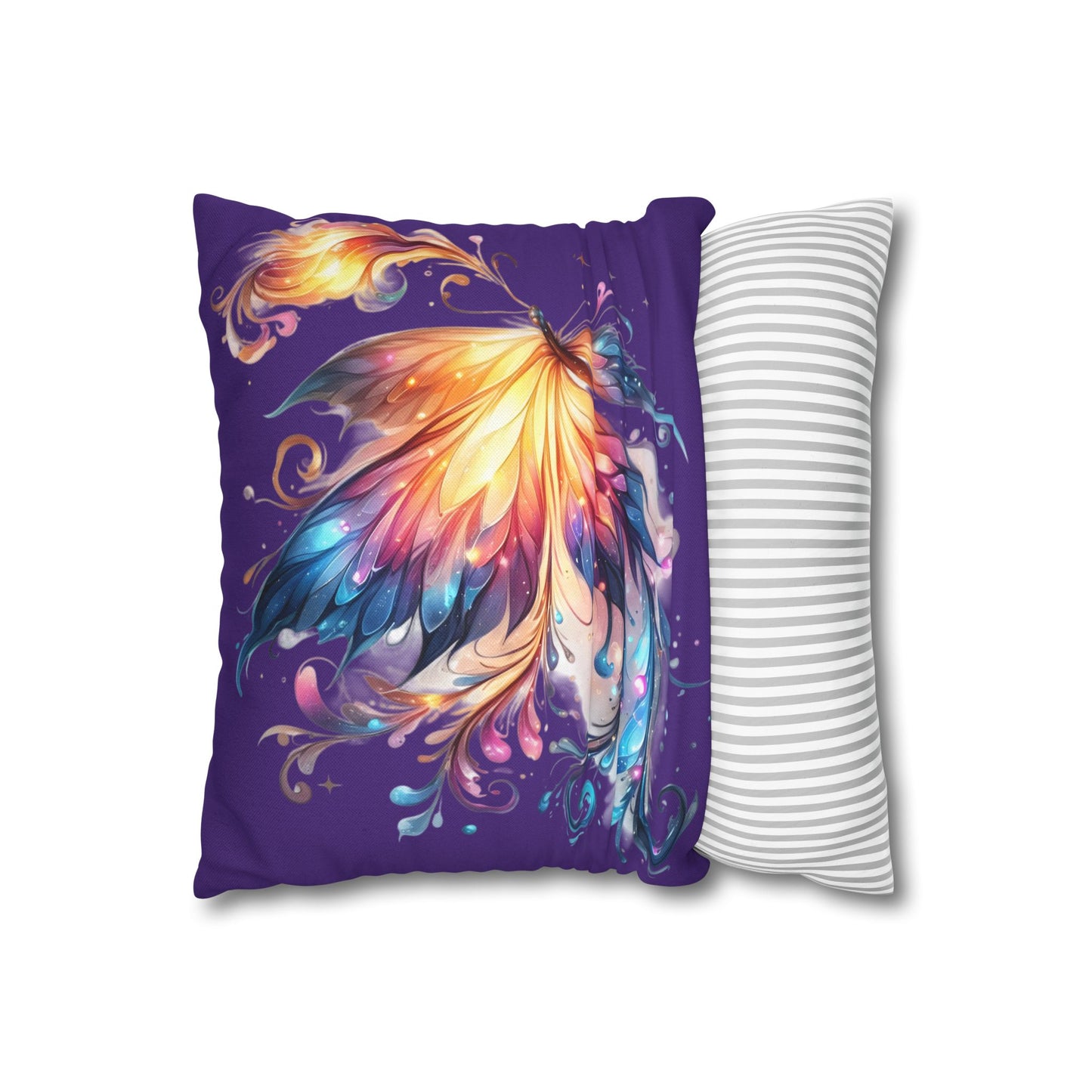 Colorful Fantasy Butterfly Spun Polyester Pillowcase | Vibrant Floral Wings