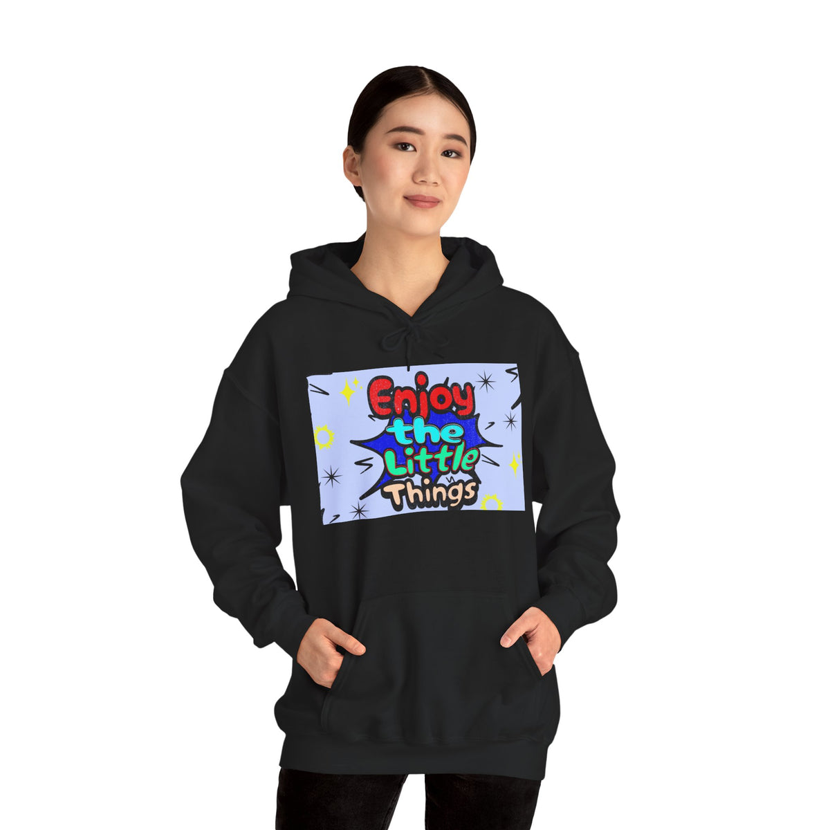 Enjoy the Little Things Hoodie — Positive Retro Graphic Pullover