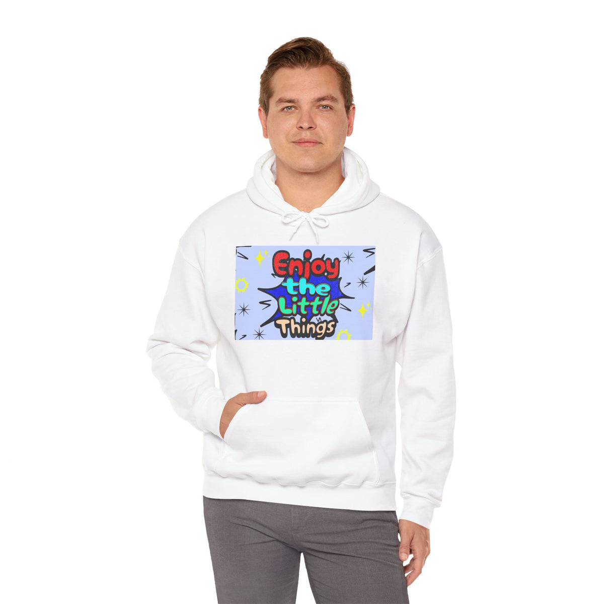 Enjoy the Little Things Hoodie — Positive Retro Graphic Pullover