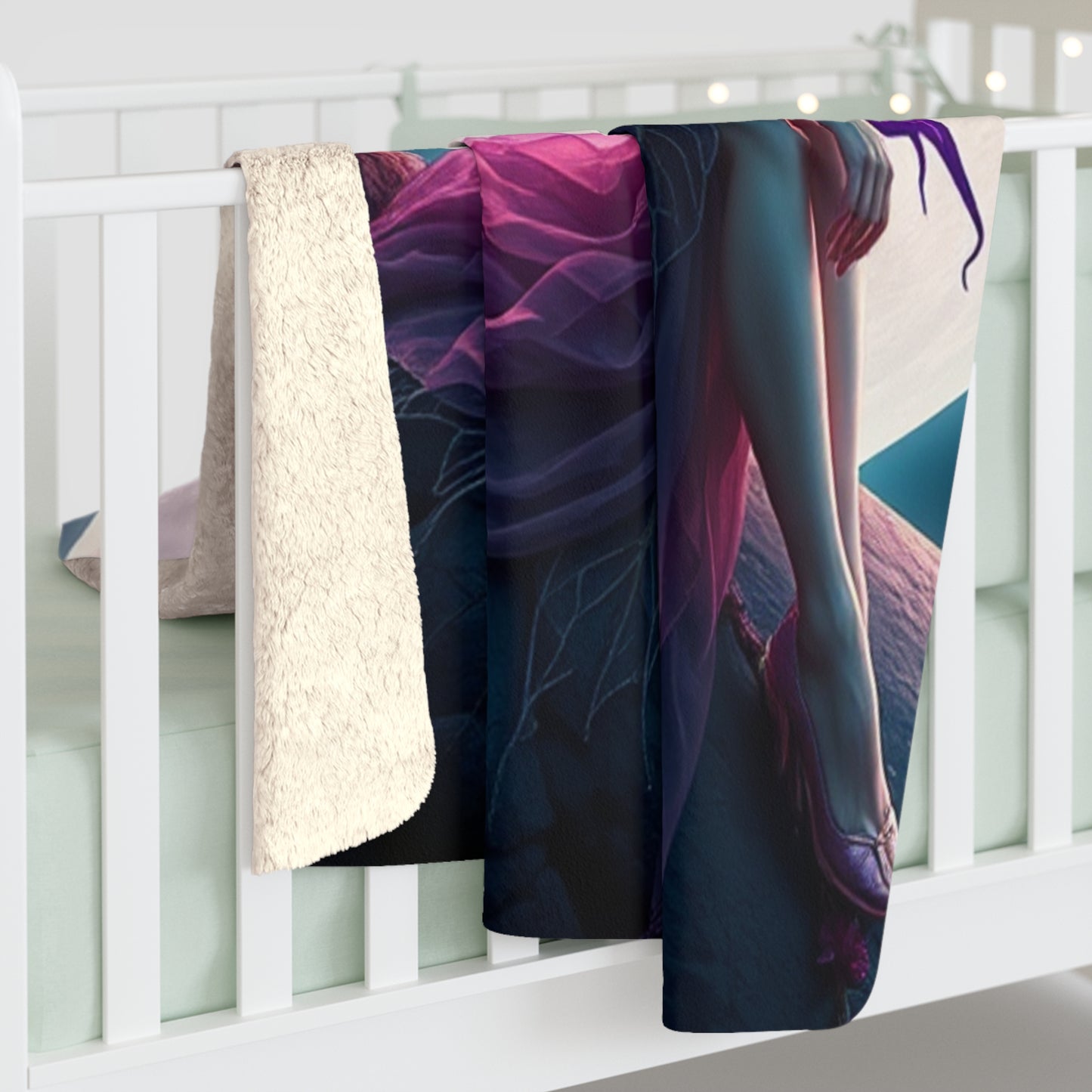 Enchanted Fairy Sherpa Fleece Blanket, Cozy Throw Blanket, Moonlight Decor, Fantasy Home Accessory, Gift for Fairy Lovers