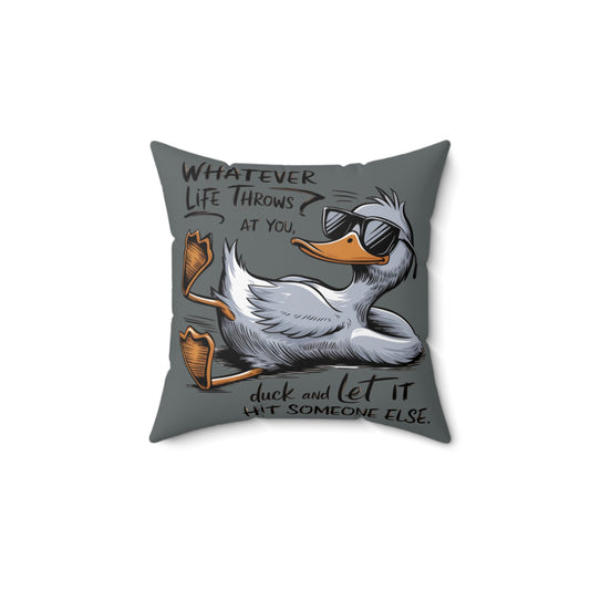 Quirky Duck-Themed Pillow, Funny Home Decor, Gift for Duck Lovers, Couch Cushion, Outdoor Lounge Pillow, Relaxation Accessory