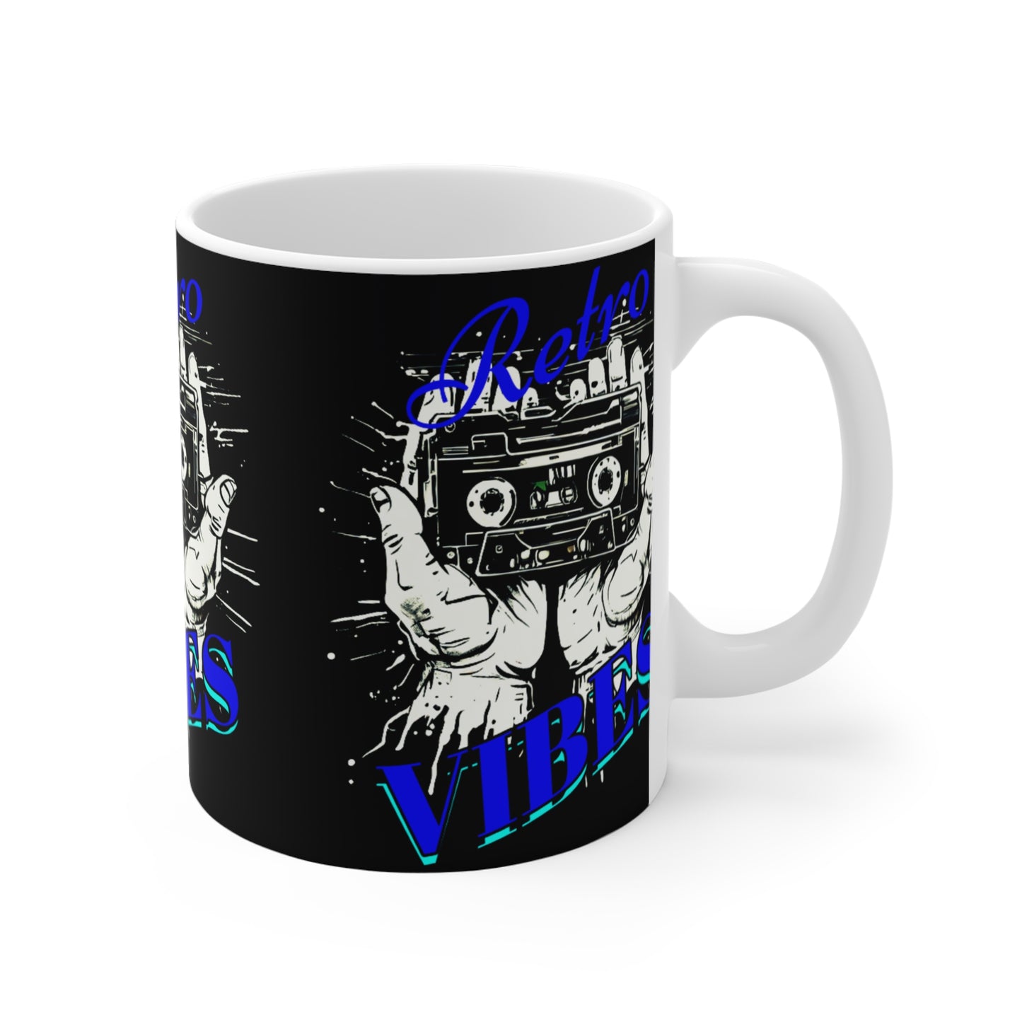 Retro Vibes Mug 11oz, Perfect Gift for Music Lovers, Vintage Style Drinkware, Unique Coffee Cup, Great for Birthdays and Retro Parties