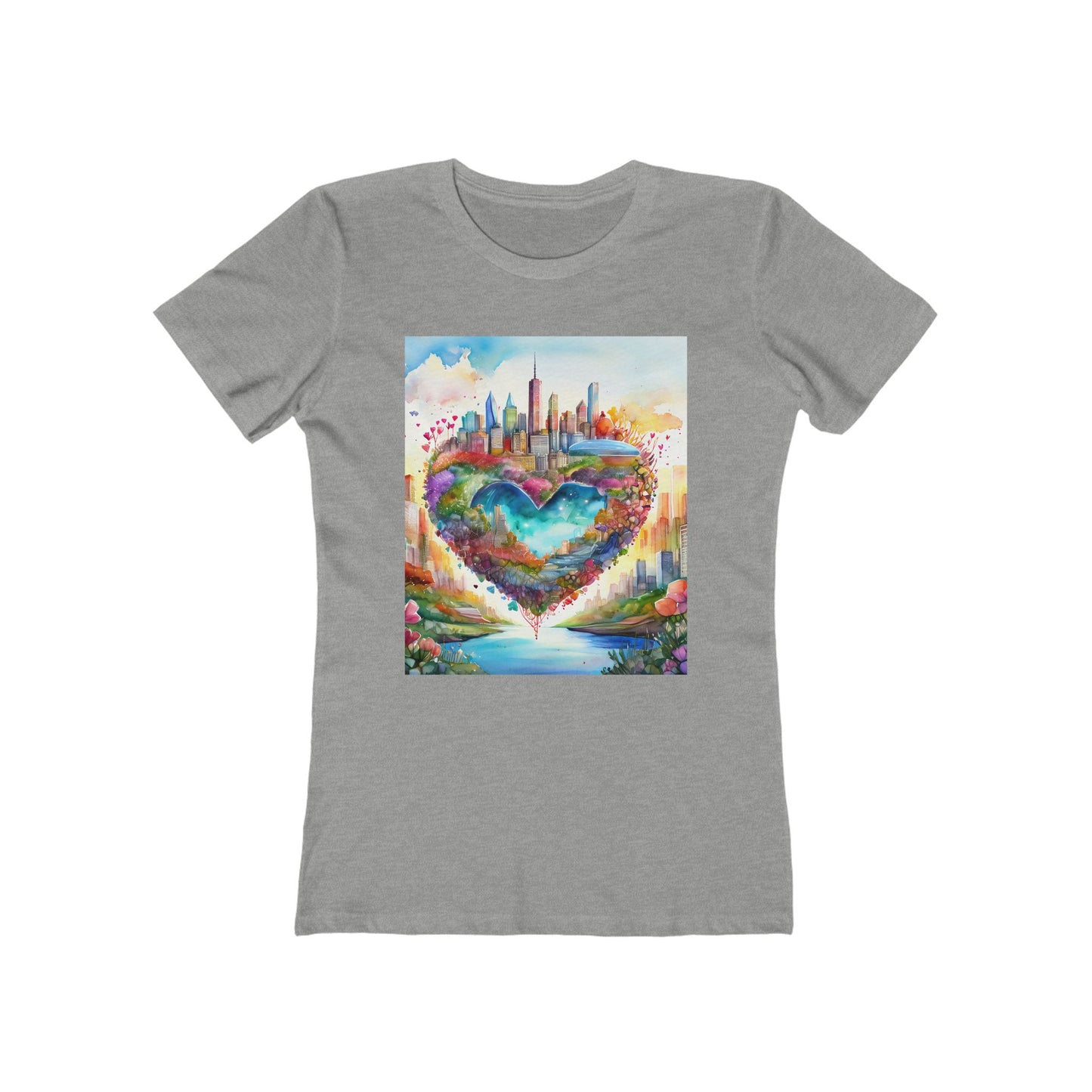 Colorful Heart Art Boyfriend Tee for Women, Graphic Tee, Cute Casual Shirt, Gift for Her, Spring Summer Fashion, Love Design