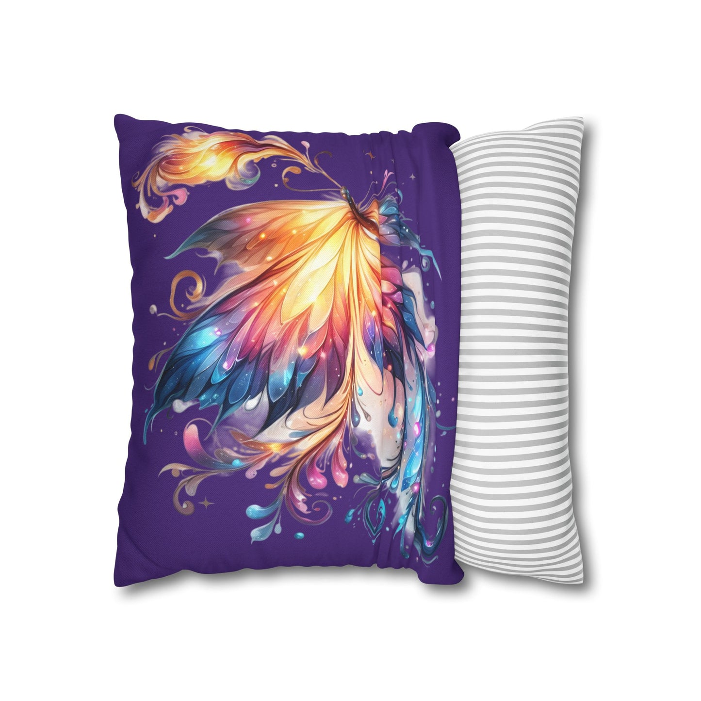 Colorful Fantasy Butterfly Spun Polyester Pillowcase | Vibrant Floral Wings