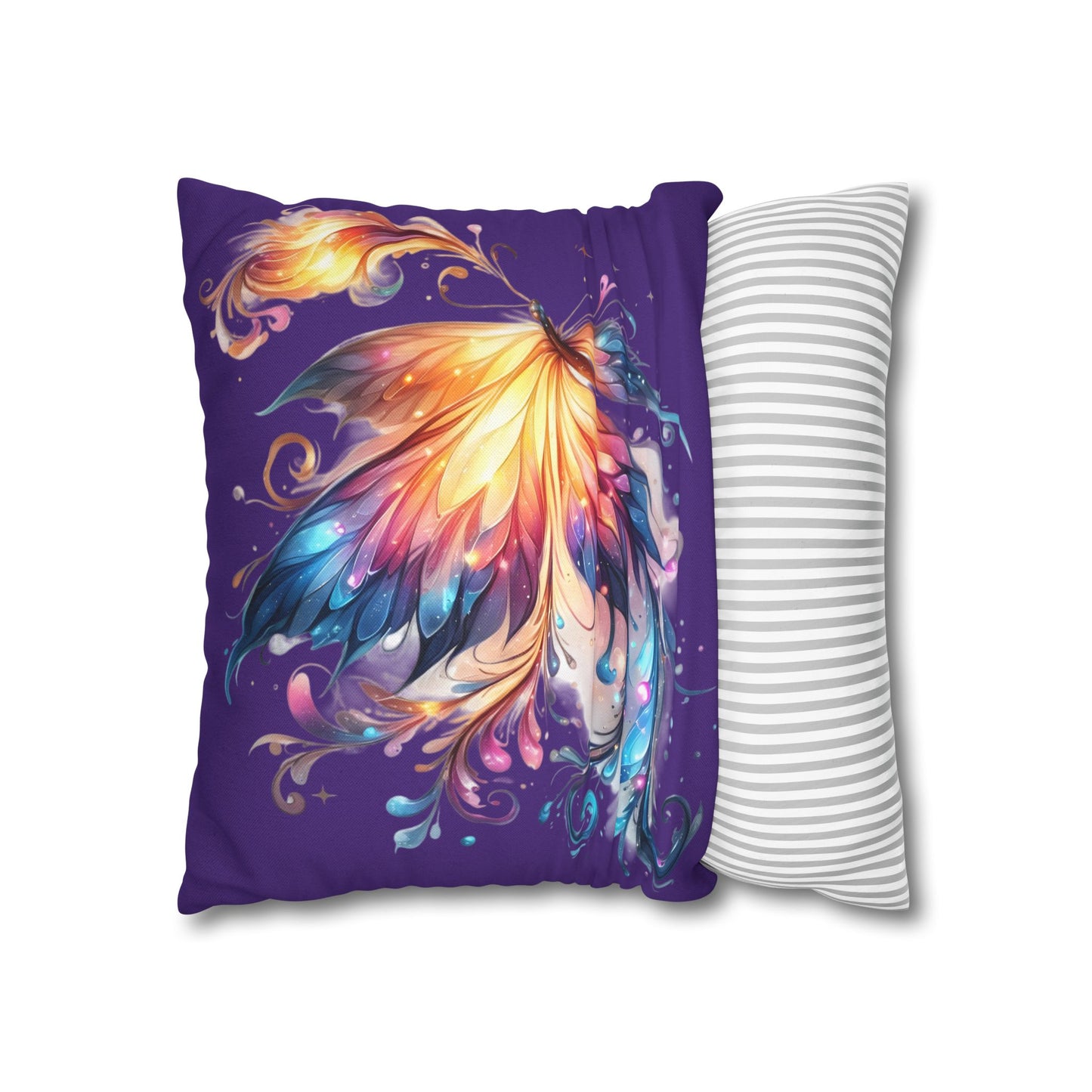Colorful Fantasy Butterfly Spun Polyester Pillowcase | Vibrant Floral Wings