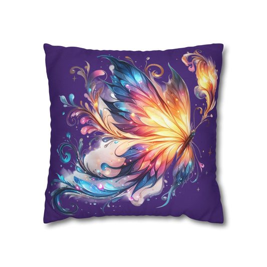 Colorful Fantasy Butterfly Spun Polyester Pillowcase | Vibrant Floral Wings