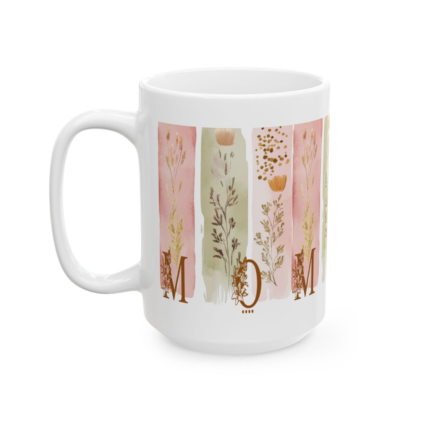 Floral Ceramic Mug for Mom: Personalized Mother's Day Gift, Unique Coffee Cup, Sentimental Present