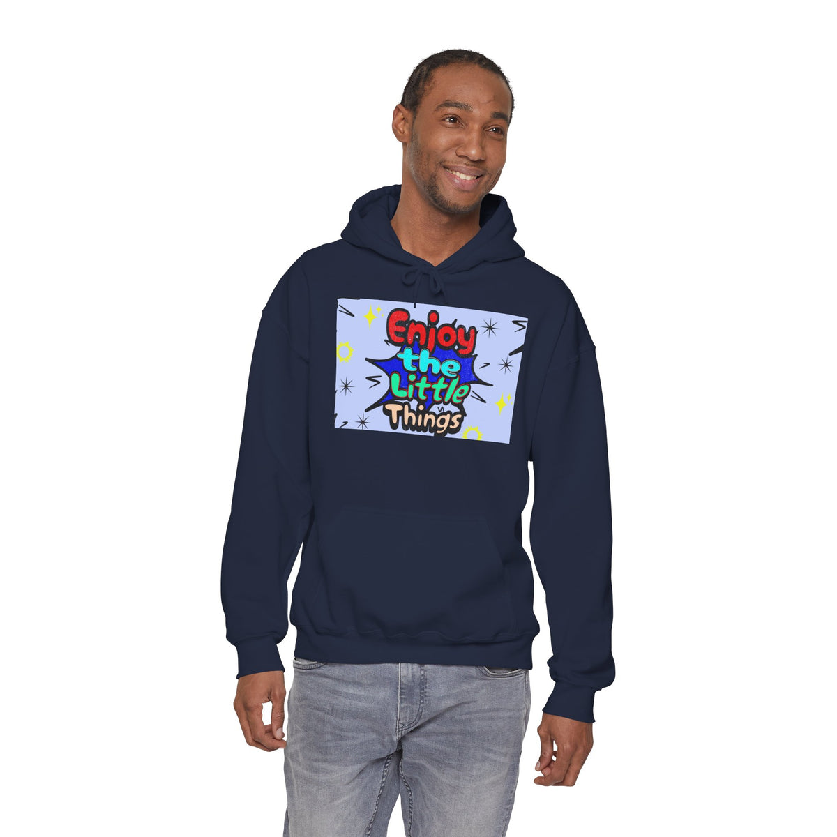 Enjoy the Little Things Hoodie — Positive Retro Graphic Pullover