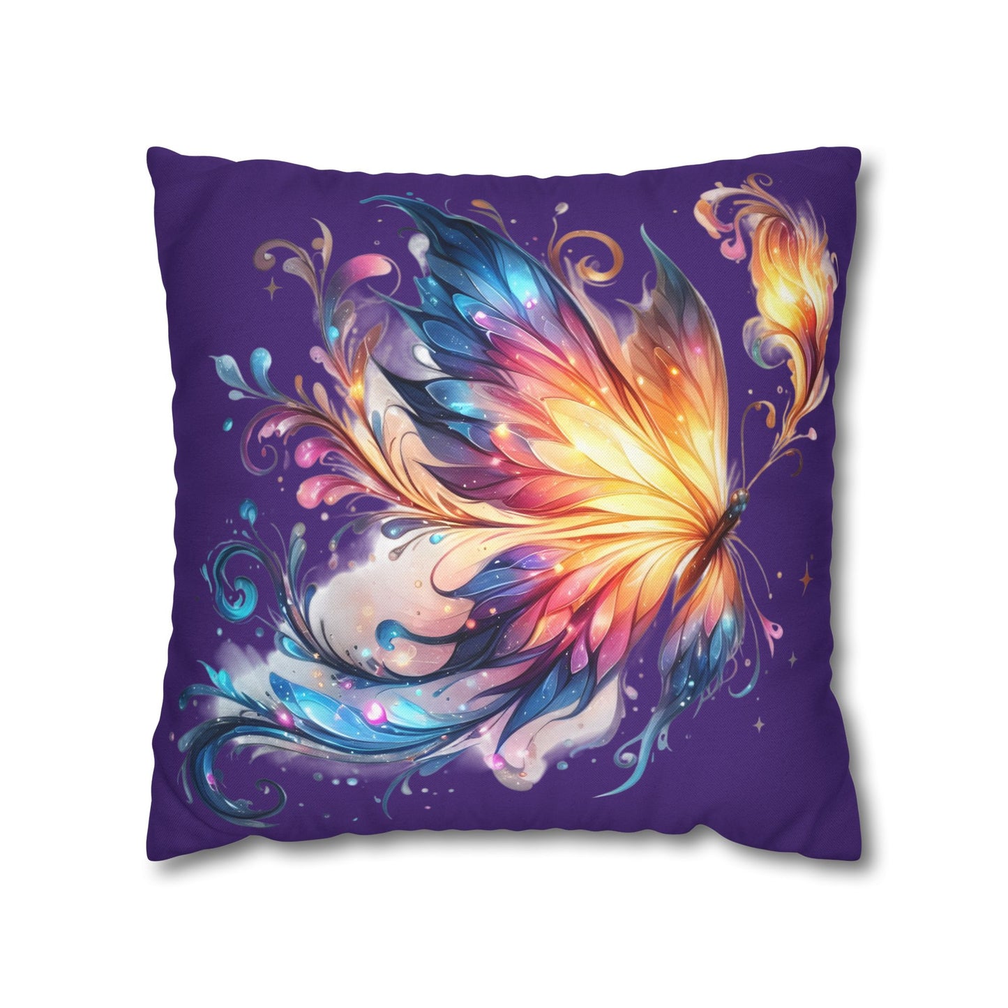 Colorful Fantasy Butterfly Spun Polyester Pillowcase | Vibrant Floral Wings