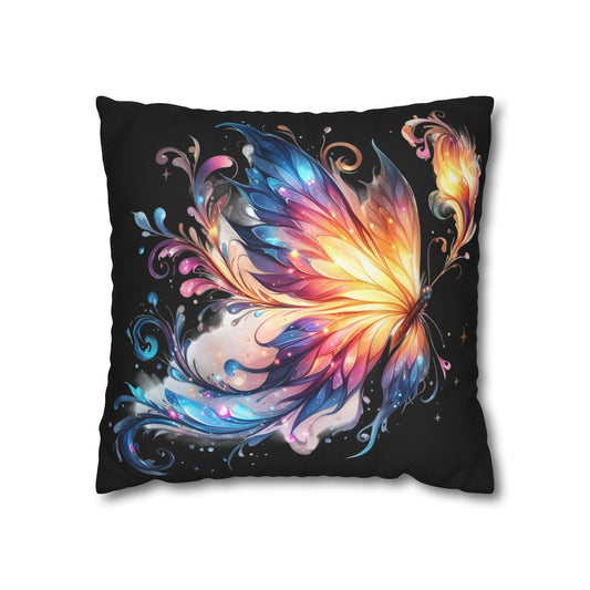 Colorful Fantasy Butterfly Spun Polyester Pillowcase | Vibrant Wing Art