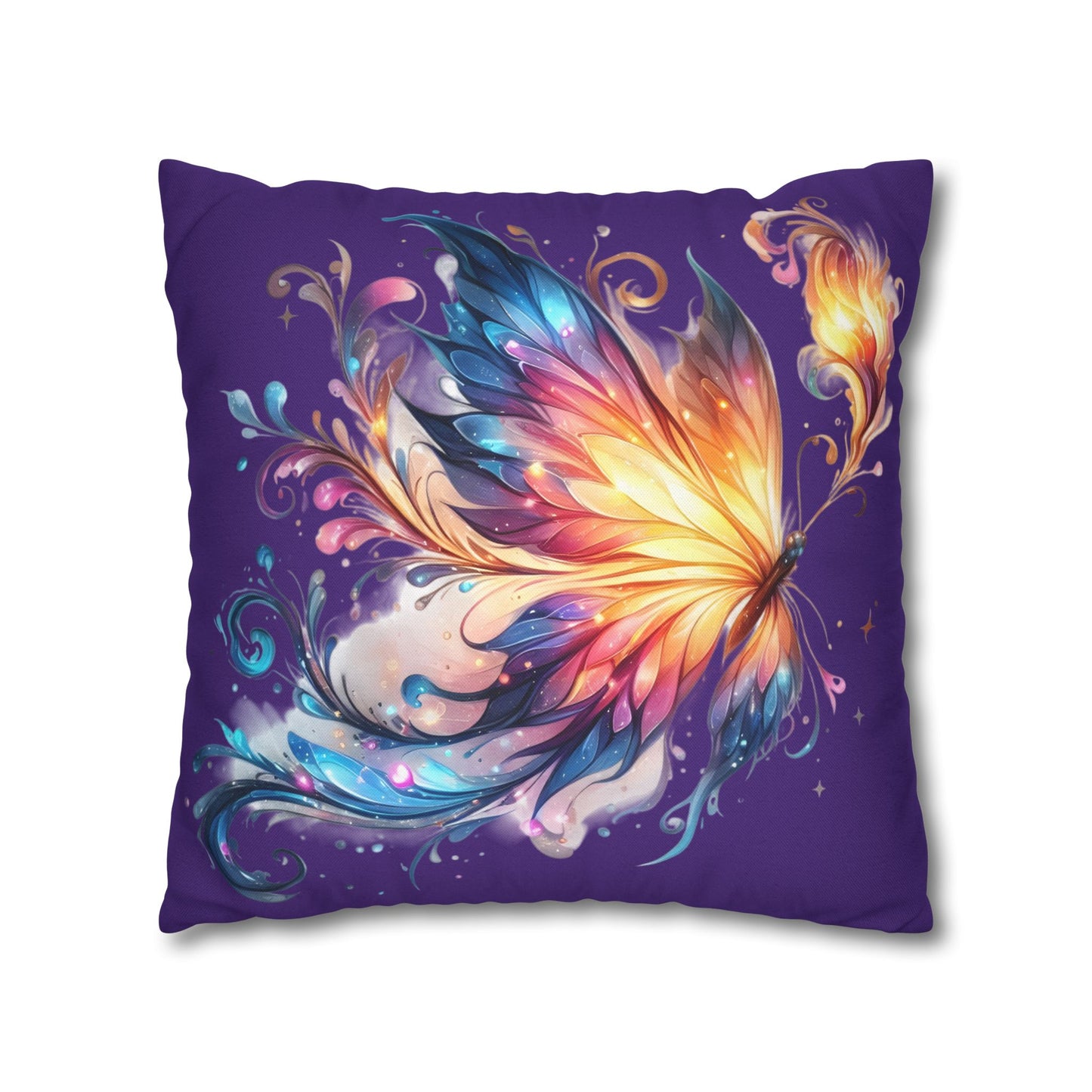 Colorful Fantasy Butterfly Spun Polyester Pillowcase | Vibrant Floral Wings