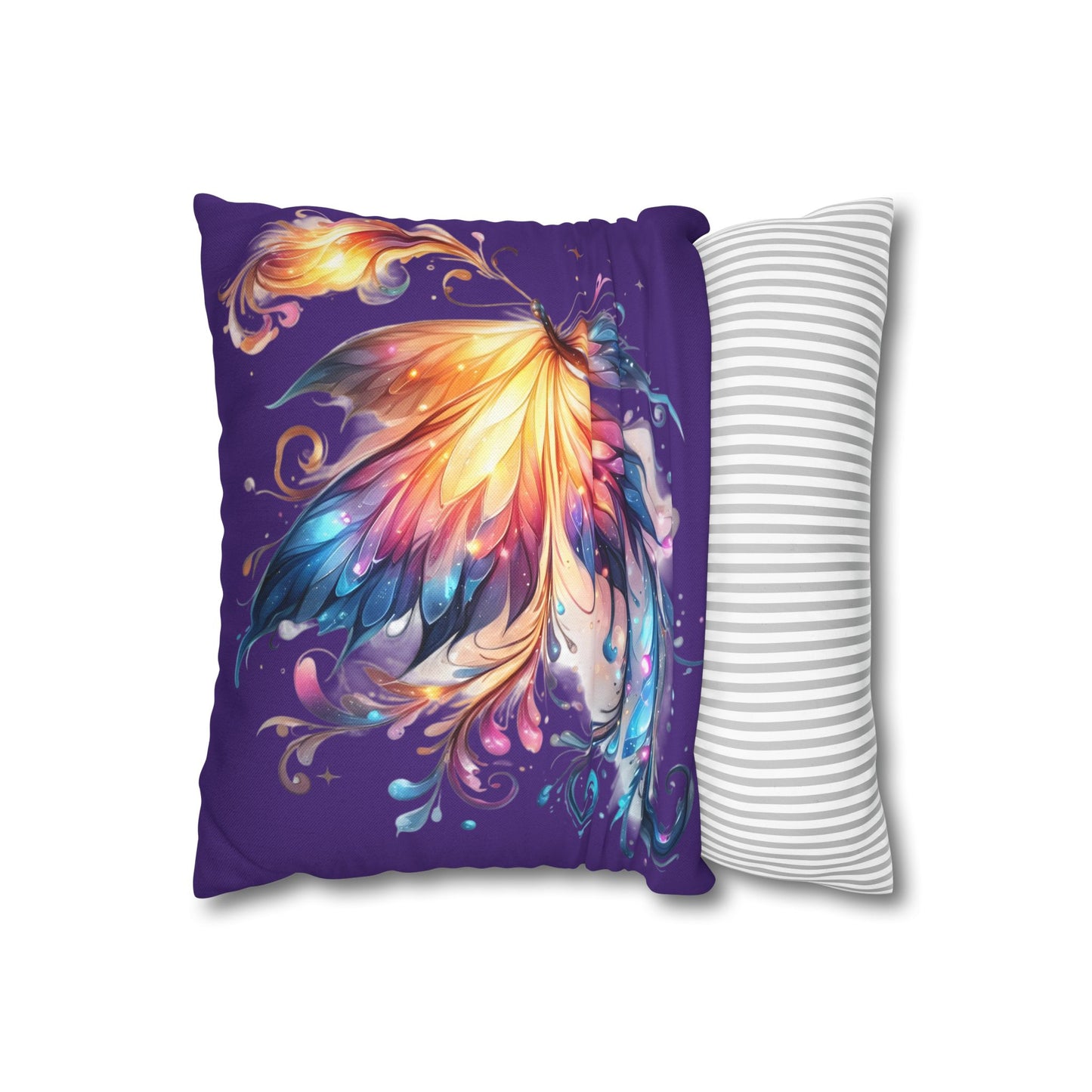 Colorful Fantasy Butterfly Spun Polyester Pillowcase | Vibrant Floral Wings