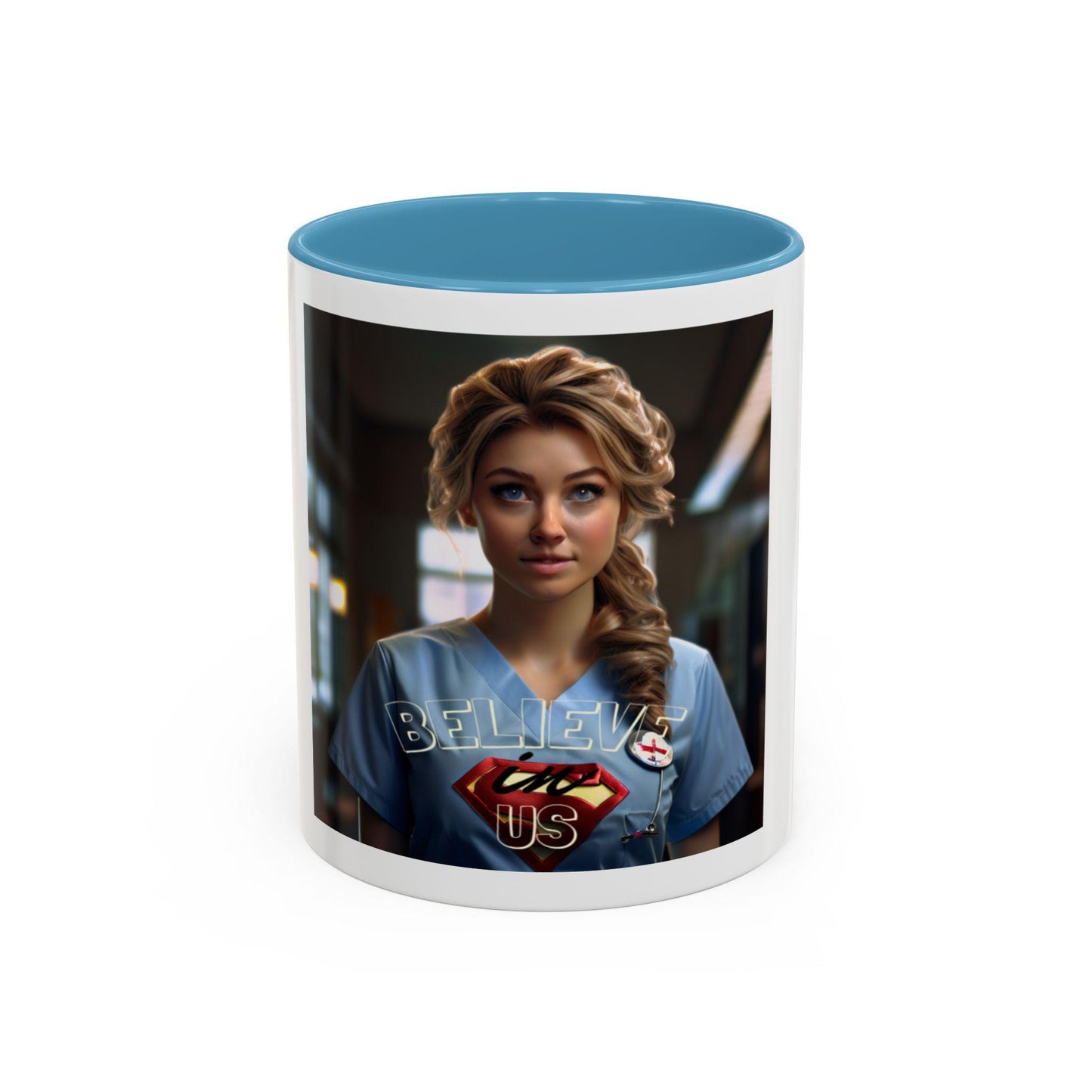 Superhero Nurse Accent Coffee Mug - Believe in Us - Gift for Healthcare Workers, Nurse Appreciation, Motivational Office Mug, [...]