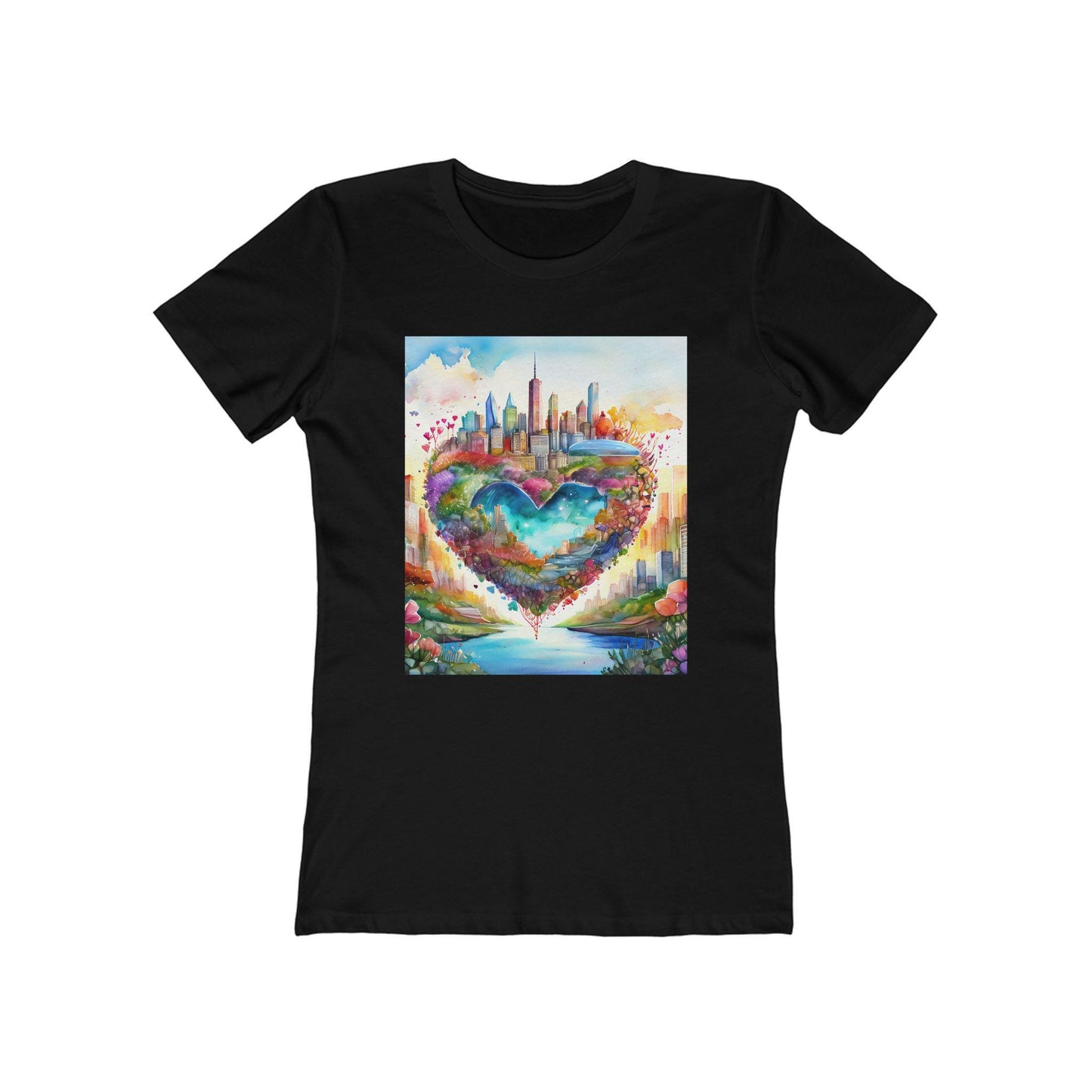 Colorful Heart Art Boyfriend Tee for Women, Graphic Tee, Cute Casual Shirt, Gift for Her, Spring Summer Fashion, Love Design