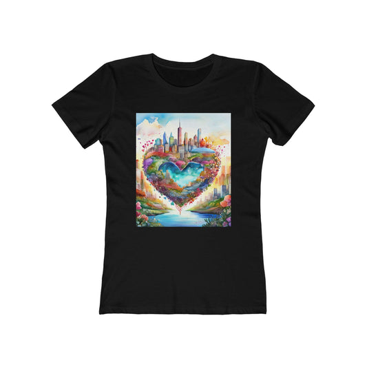 Colorful Heart Art Boyfriend Tee for Women, Graphic Tee, Cute Casual Shirt, Gift for Her, Spring Summer Fashion, Love Design