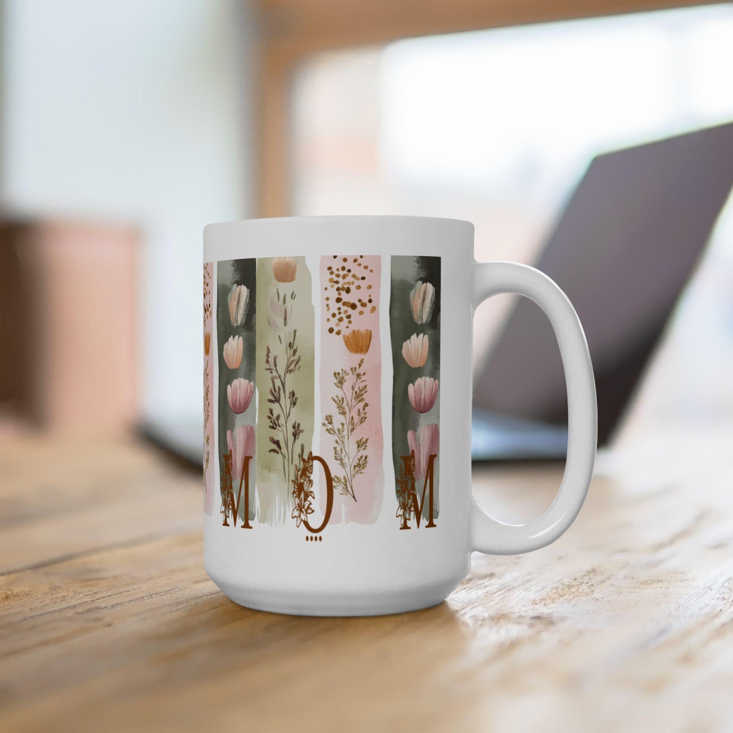 Floral Ceramic Mug for Mom: Personalized Mother's Day Gift, Unique Coffee Cup, Sentimental Present