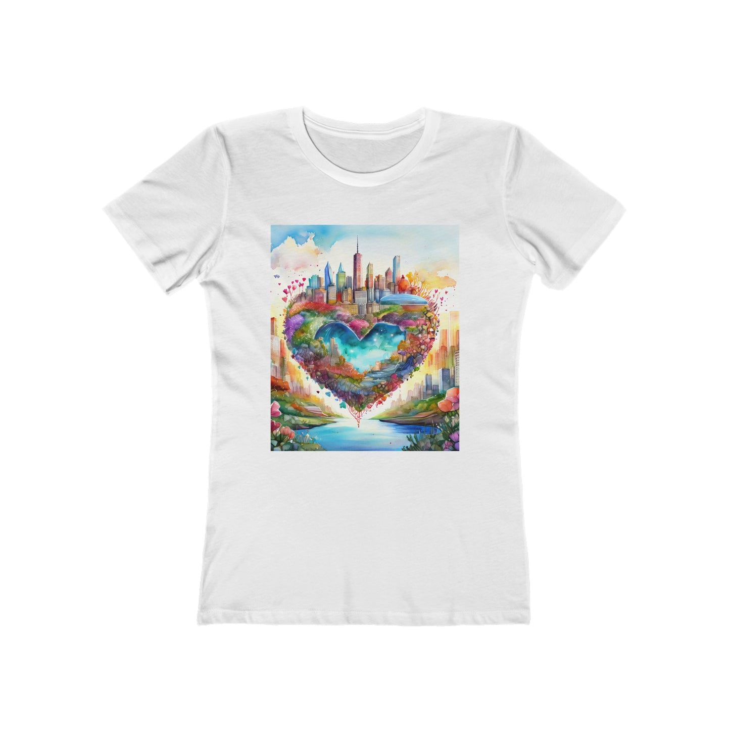 Colorful Heart Art Boyfriend Tee for Women, Graphic Tee, Cute Casual Shirt, Gift for Her, Spring Summer Fashion, Love Design