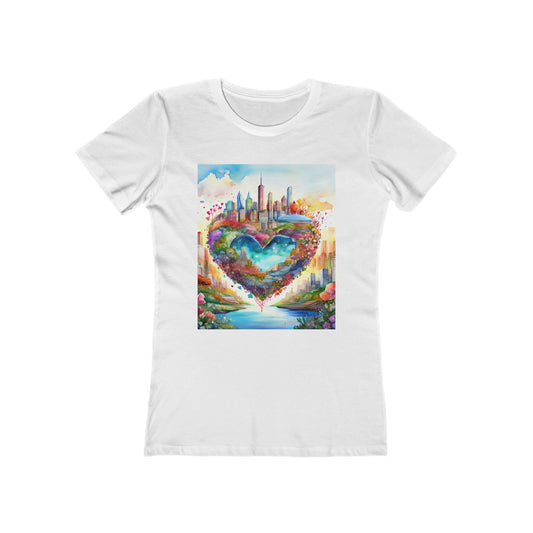 Colorful Heart Art Boyfriend Tee for Women, Graphic Tee, Cute Casual Shirt, Gift for Her, Spring Summer Fashion, Love Design