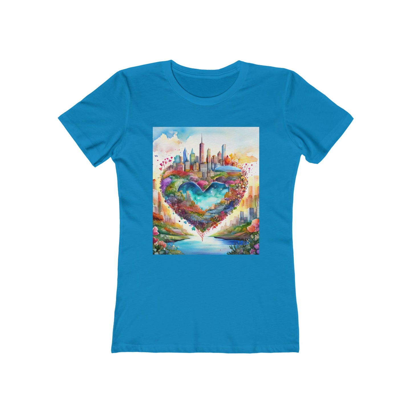 Colorful Heart Art Boyfriend Tee for Women, Graphic Tee, Cute Casual Shirt, Gift for Her, Spring Summer Fashion, Love Design