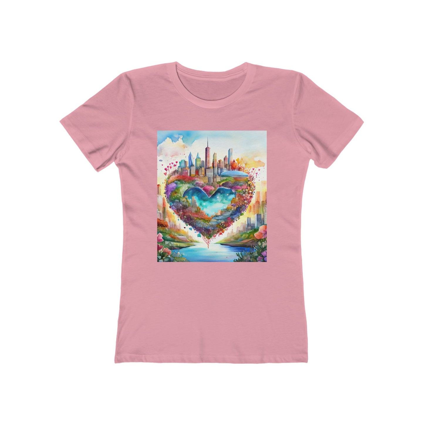 Colorful Heart Art Boyfriend Tee for Women, Graphic Tee, Cute Casual Shirt, Gift for Her, Spring Summer Fashion, Love Design