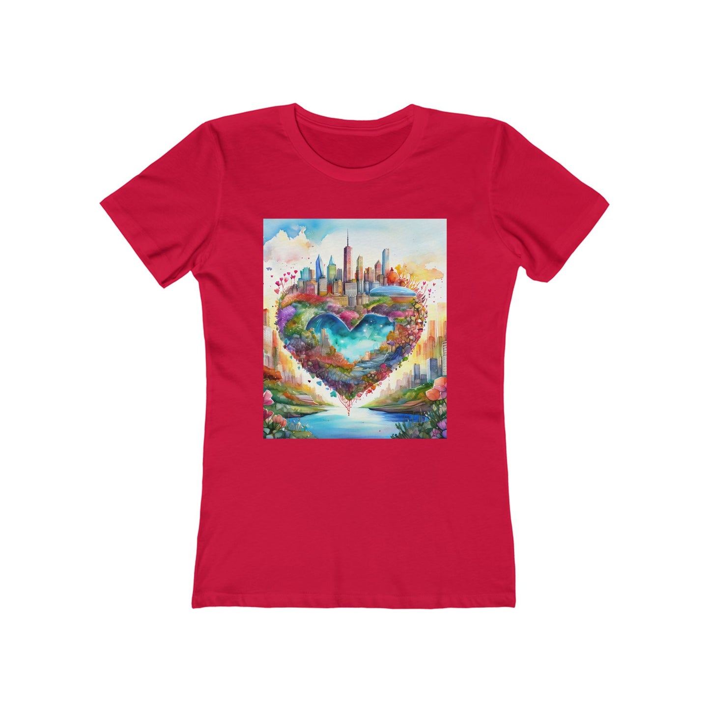 Colorful Heart Art Boyfriend Tee for Women, Graphic Tee, Cute Casual Shirt, Gift for Her, Spring Summer Fashion, Love Design