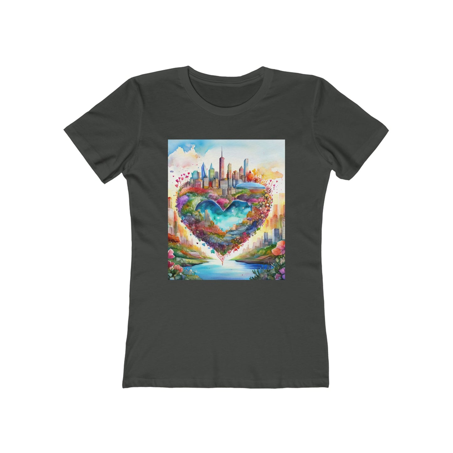 Colorful Heart Art Boyfriend Tee for Women, Graphic Tee, Cute Casual Shirt, Gift for Her, Spring Summer Fashion, Love Design