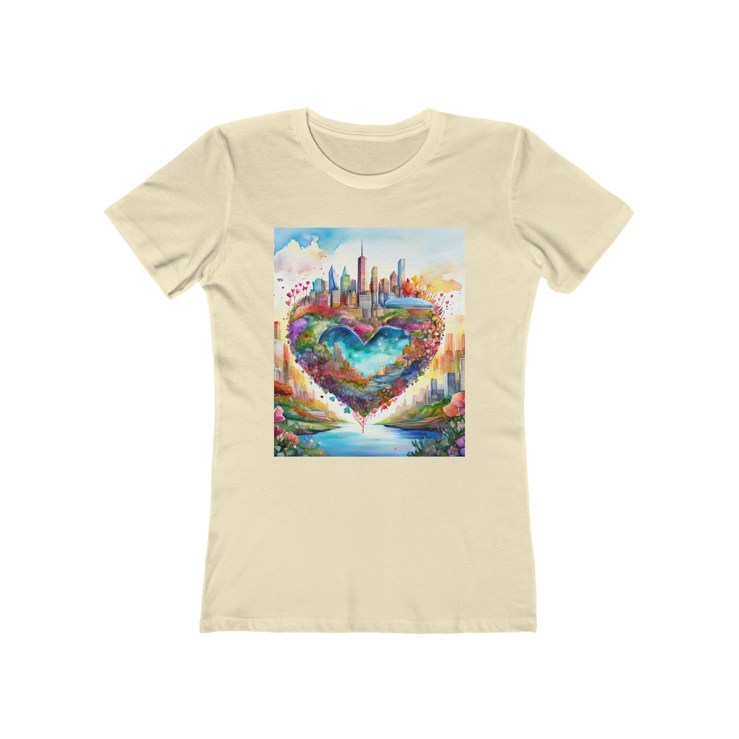 Colorful Heart Art Boyfriend Tee for Women, Graphic Tee, Cute Casual Shirt, Gift for Her, Spring Summer Fashion, Love Design