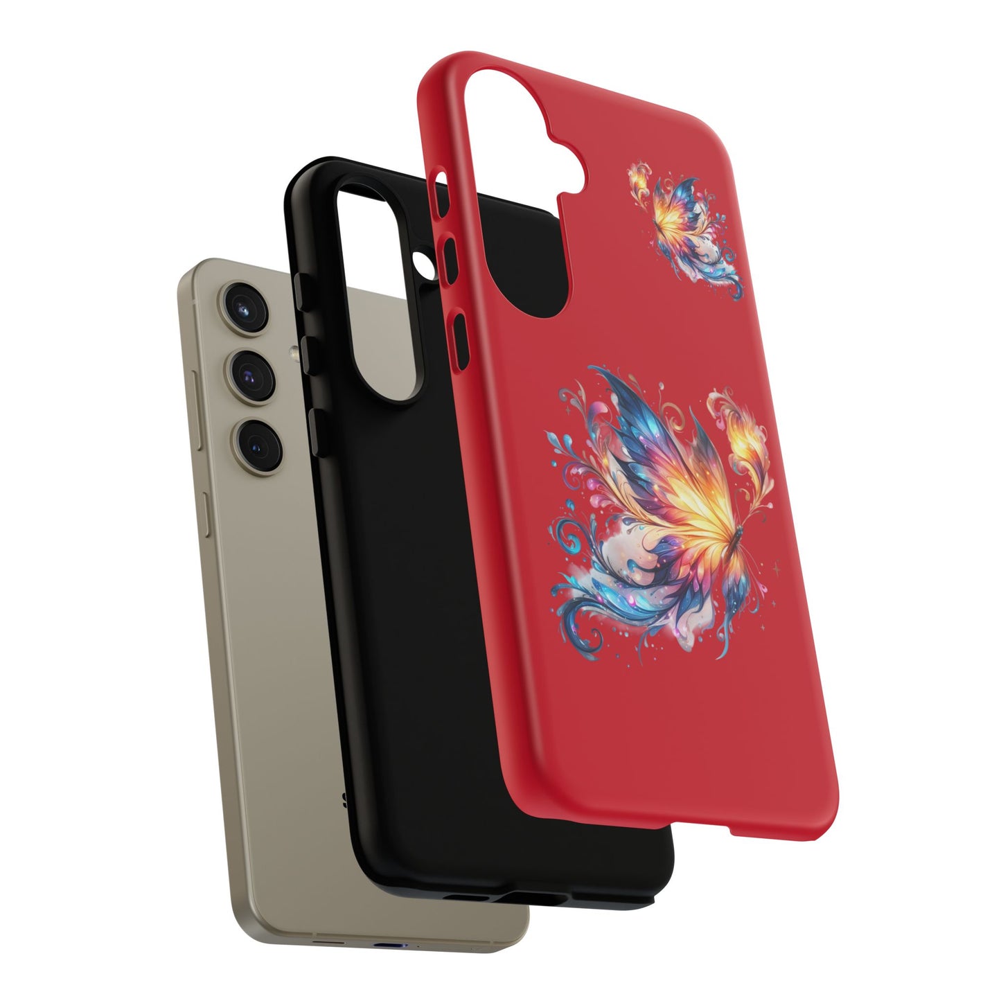 Vibrant Butterfly Phone Case, Tough Cases, Colorful Floral Design, Cute Gift for Her, Unique Phone Cover, Spring Occasion