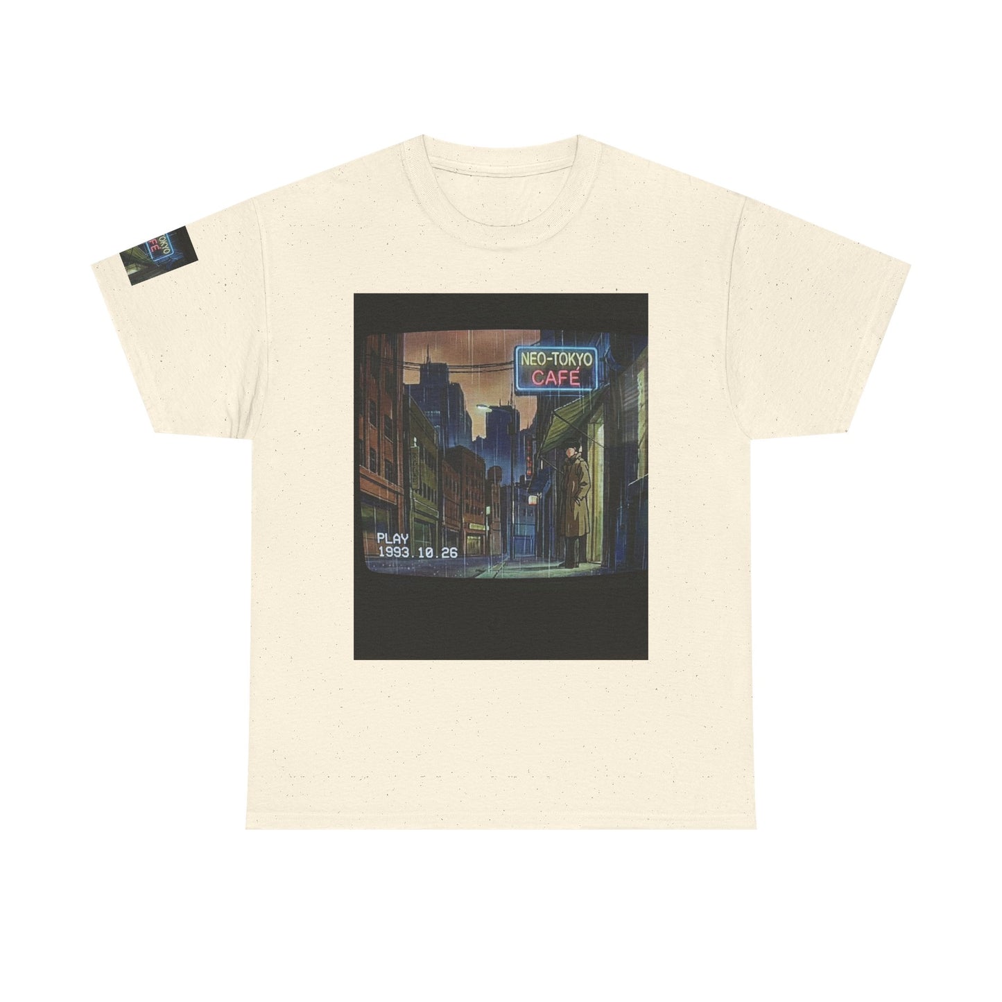 Neo‑Tokyo Café Streetwear Tee — Vintage Cyberpunk City Print