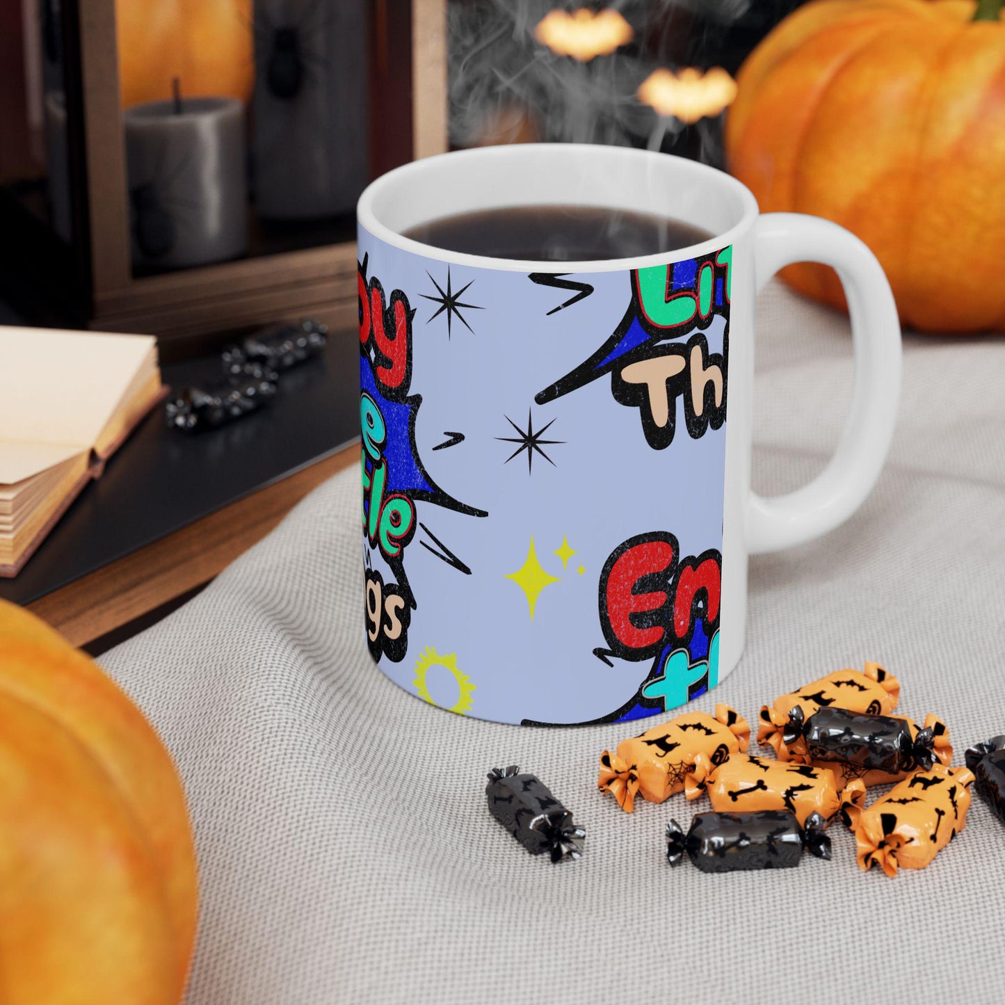 Enjoy the Little Things Ceramic Mug, Coffee Cup, Gift for Friends, Motivation Mug, Inspirational Drinkware