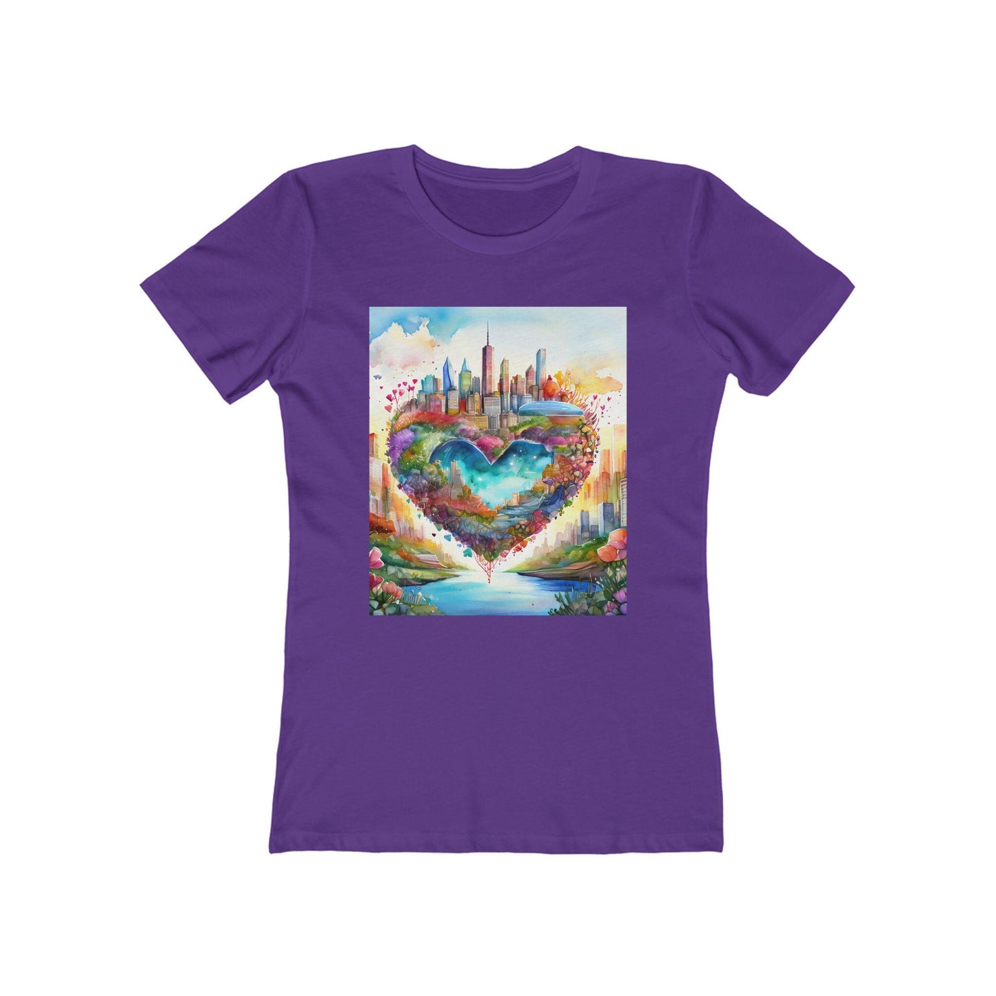 Colorful Heart Art Boyfriend Tee for Women, Graphic Tee, Cute Casual Shirt, Gift for Her, Spring Summer Fashion, Love Design