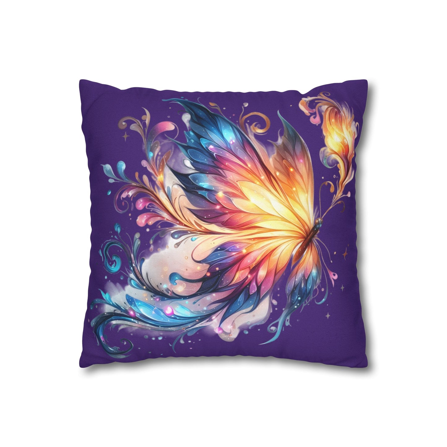 Colorful Fantasy Butterfly Spun Polyester Pillowcase | Vibrant Floral Wings