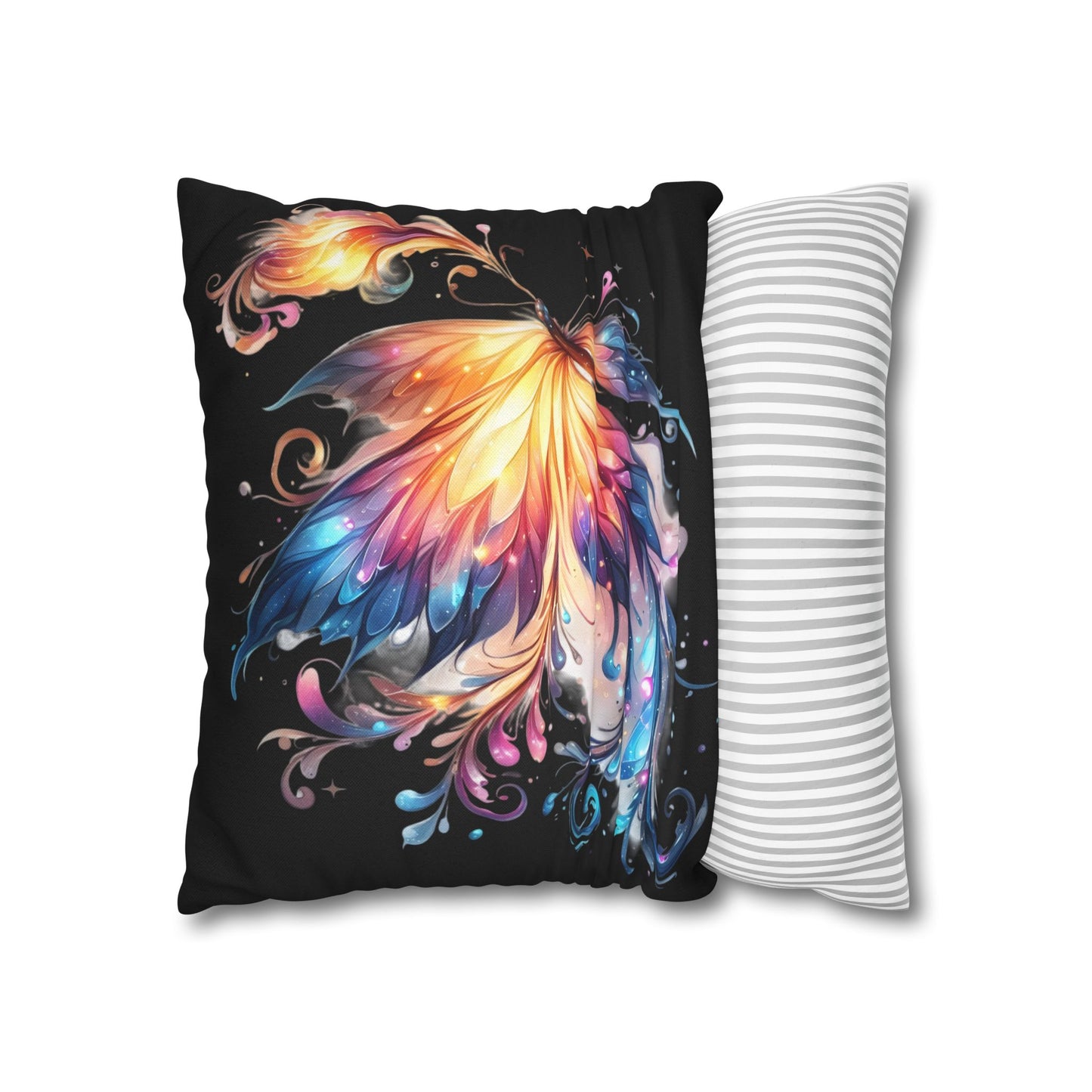 Colorful Fantasy Butterfly Spun Polyester Pillowcase | Vibrant Wing Art
