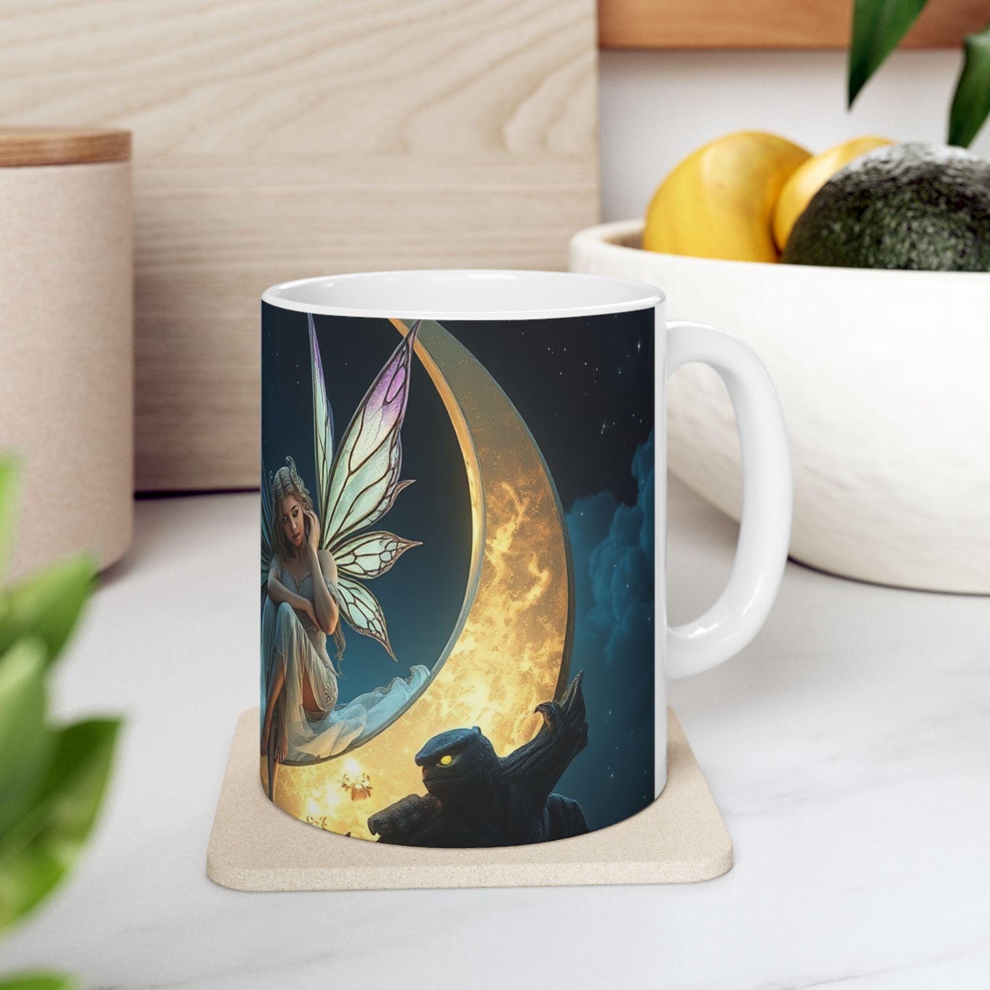 Enchanting Fairy-Painted Ceramic Mug: Whimsical 11oz/15oz Cup for Tea, Coffee & Magical Moments