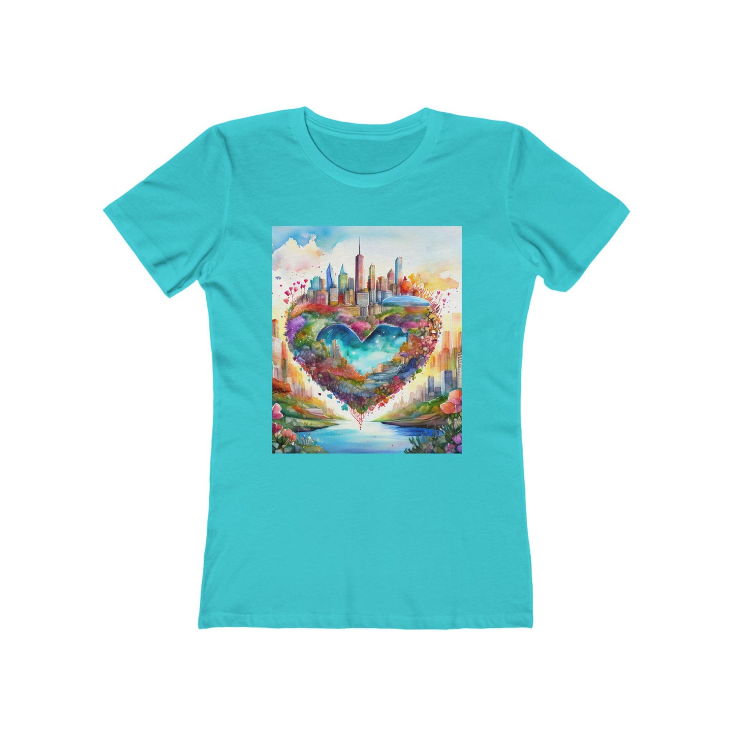 Colorful Heart Art Boyfriend Tee for Women, Graphic Tee, Cute Casual Shirt, Gift for Her, Spring Summer Fashion, Love Design