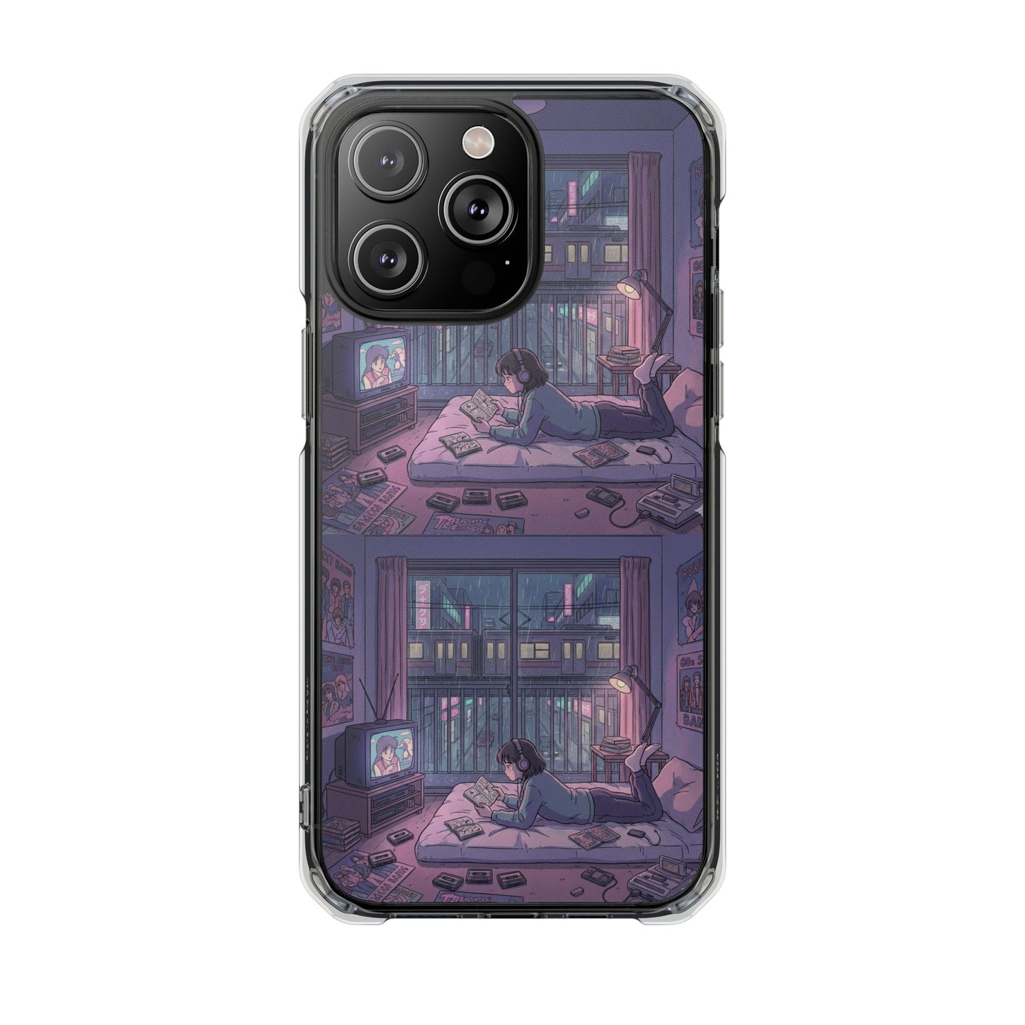 Cozy Nightroom Illustration Phone Case | Magnetic Clear Impact Case