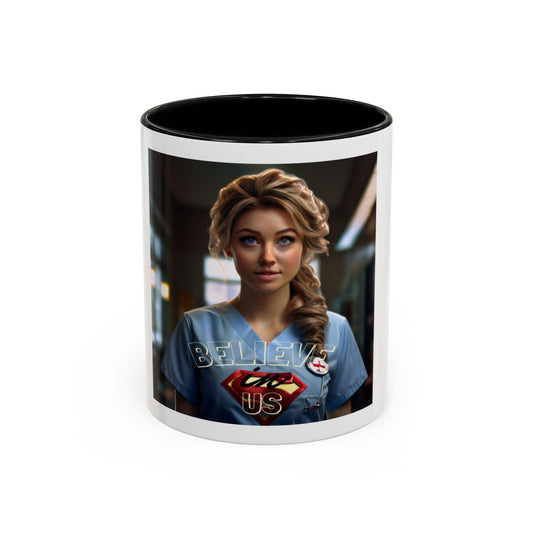 Superhero Nurse Accent Coffee Mug - Believe in Us - Gift for Healthcare Workers, Nurse Appreciation, Motivational Office Mug, [...]