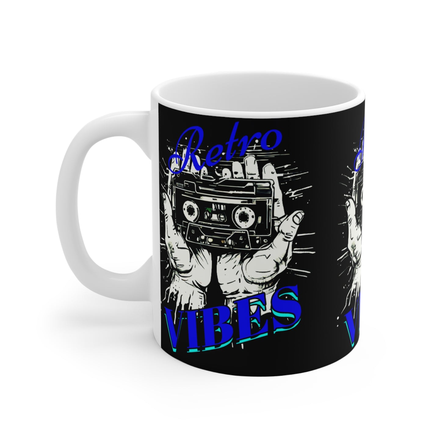 Retro Vibes Mug 11oz, Perfect Gift for Music Lovers, Vintage Style Drinkware, Unique Coffee Cup, Great for Birthdays and Retro Parties