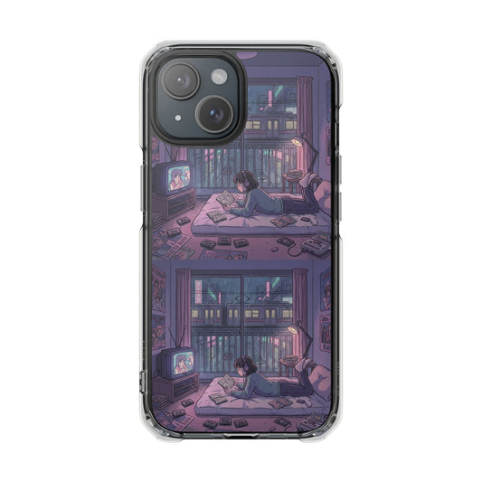 Cozy Nightroom Illustration Phone Case | Magnetic Clear Impact Case