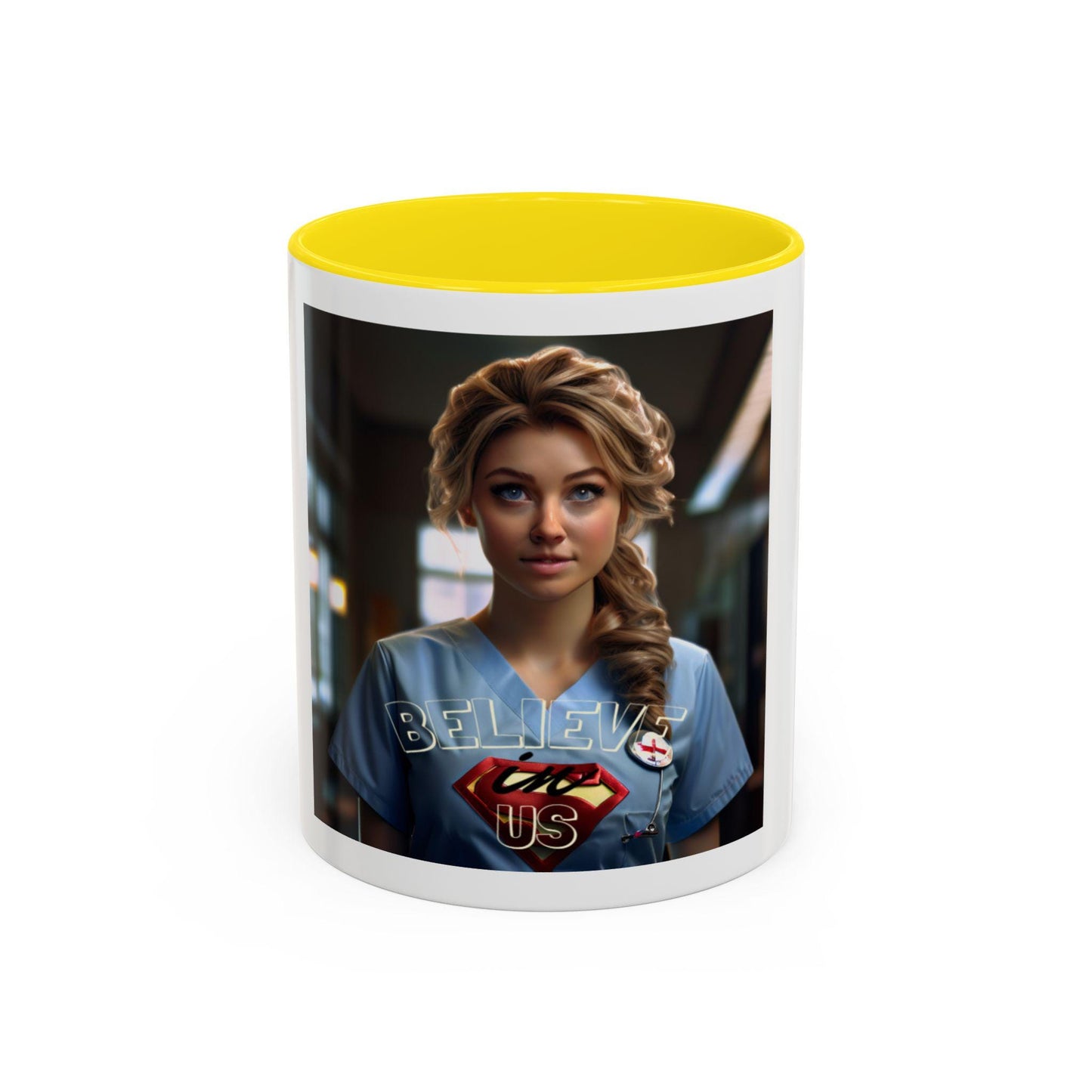 Superhero Nurse Accent Coffee Mug - Believe in Us - Gift for Healthcare Workers, Nurse Appreciation, Motivational Office Mug, [...]