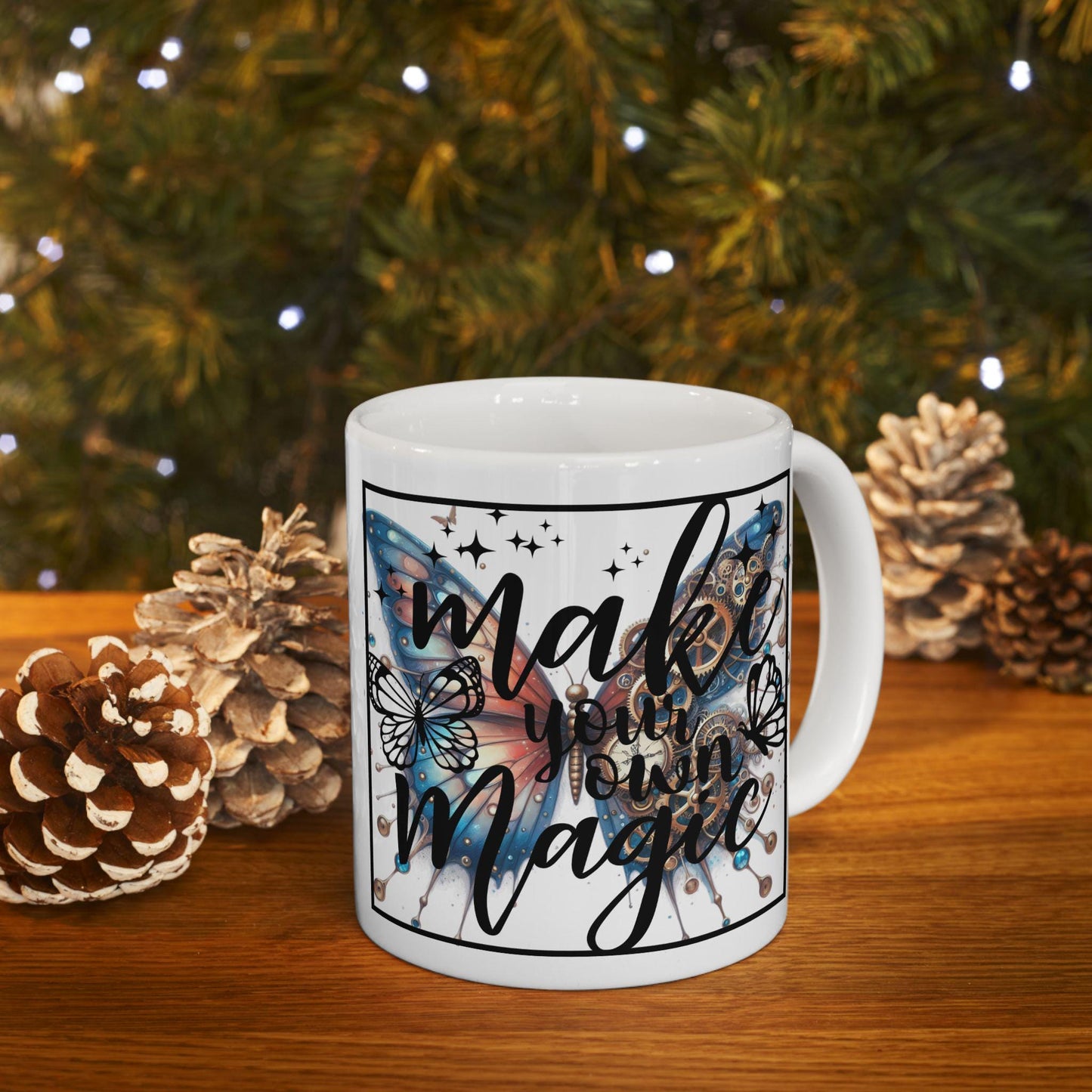 Butterfly Dream Ceramic Mug - Inspirational Coffee Cup, Gifts for Mom, Nature Lover Mug, Unique Home Decor, Butterfly Artwork